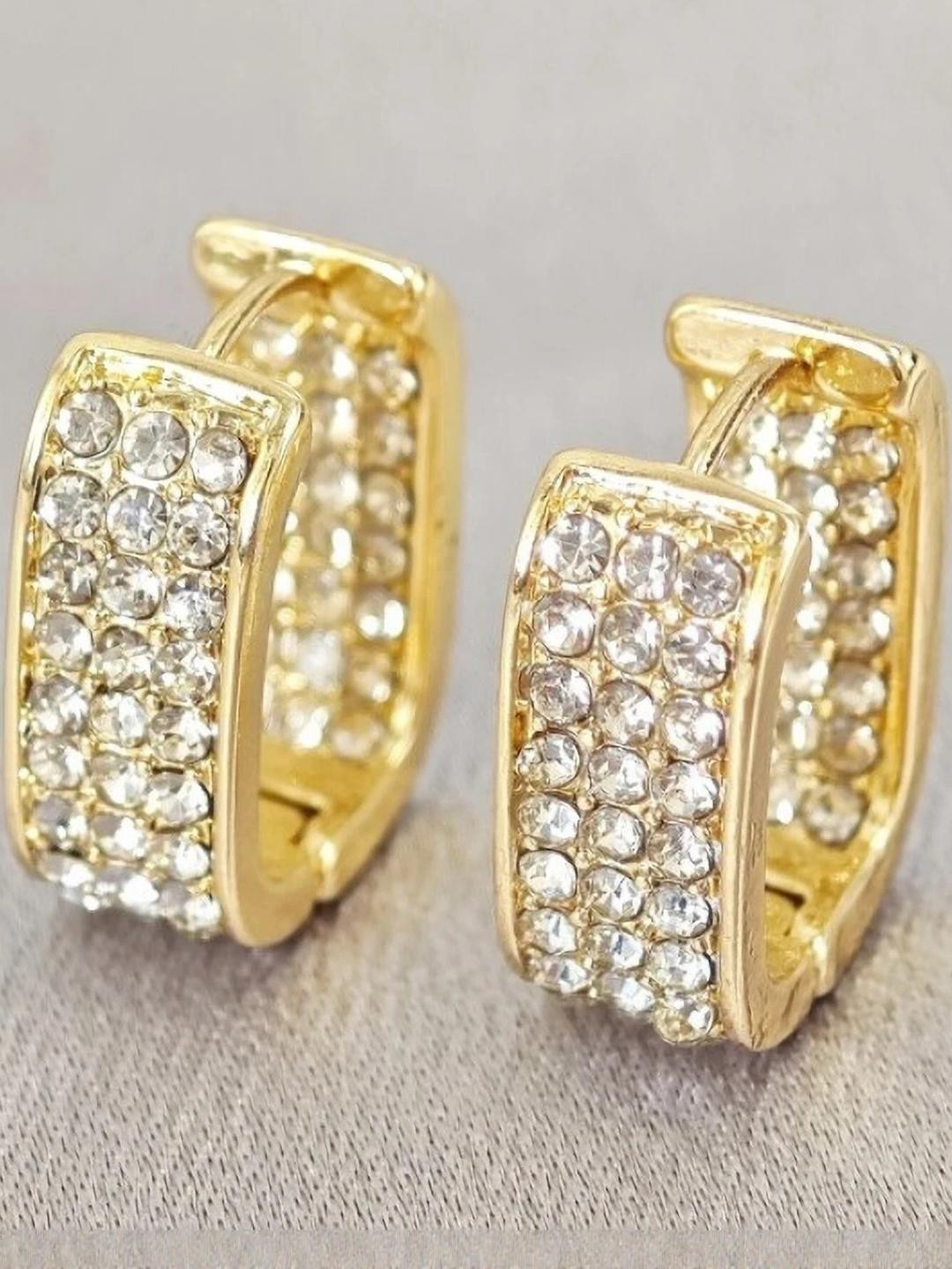 AKISON JEWELS Stones Studded Hoop Earrings