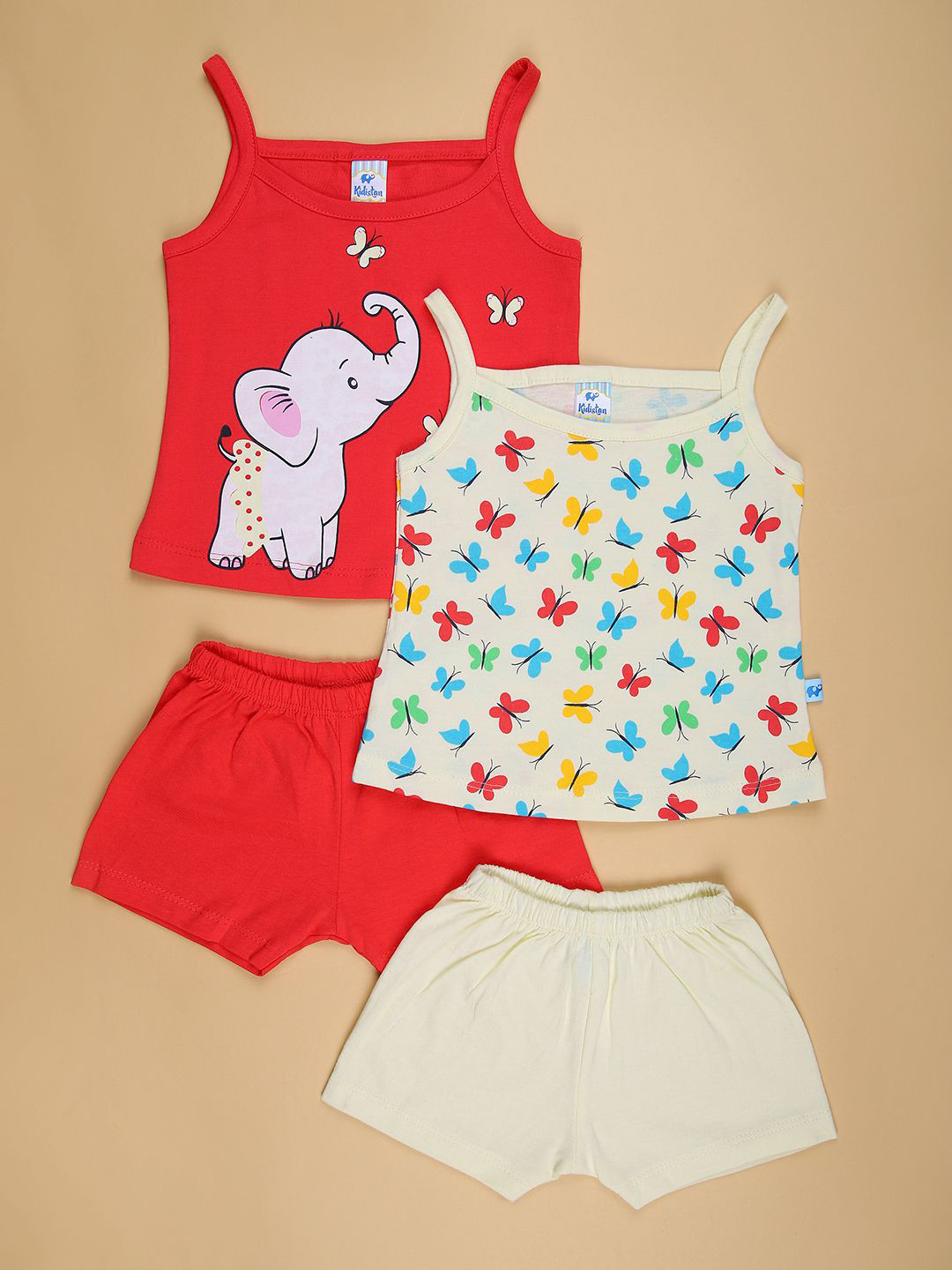 V-Mart Girls Pack Of 2 Printed Tops With Shorts