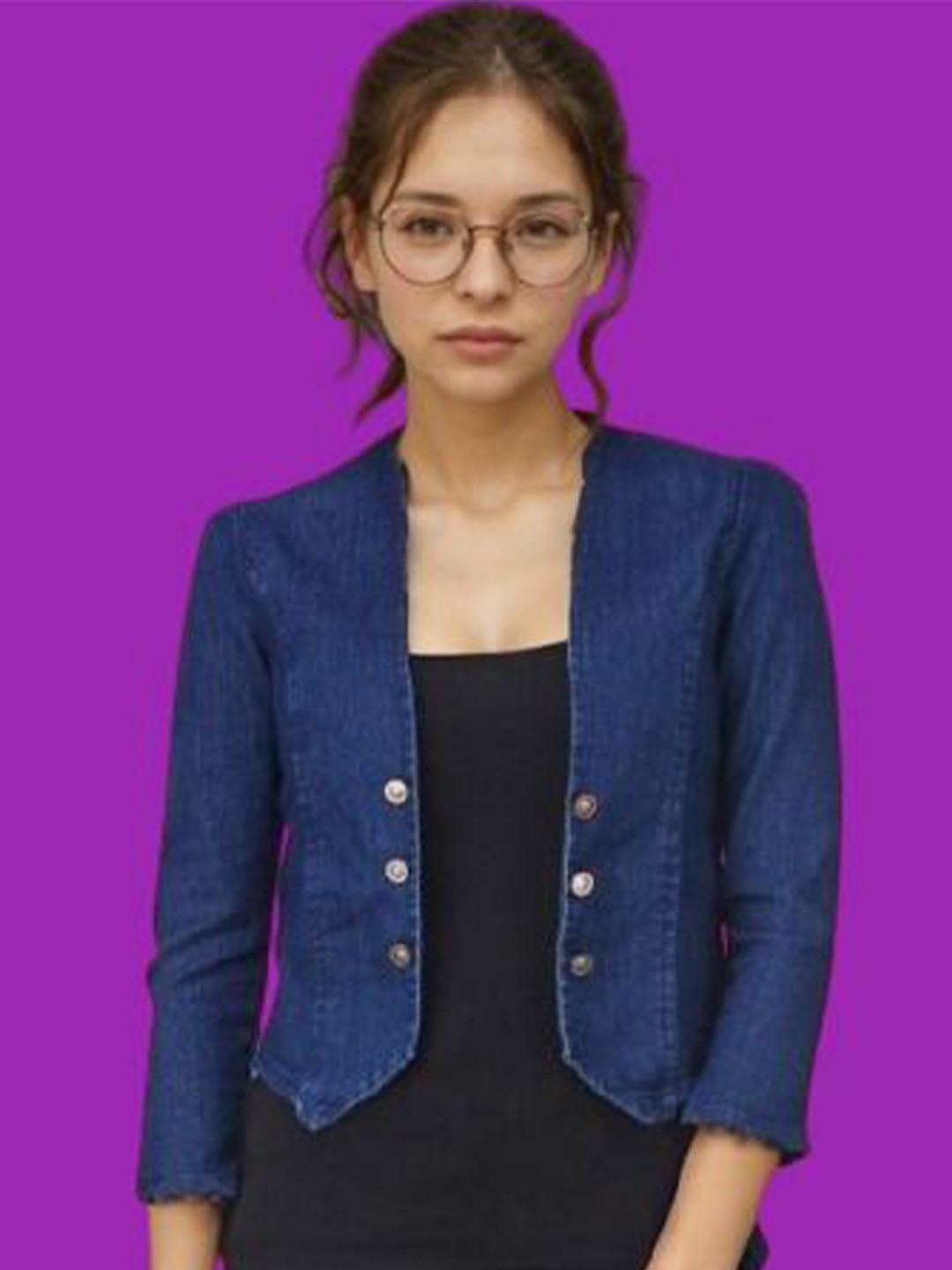 OOTPTAANG Crop Button Cotton Shrug