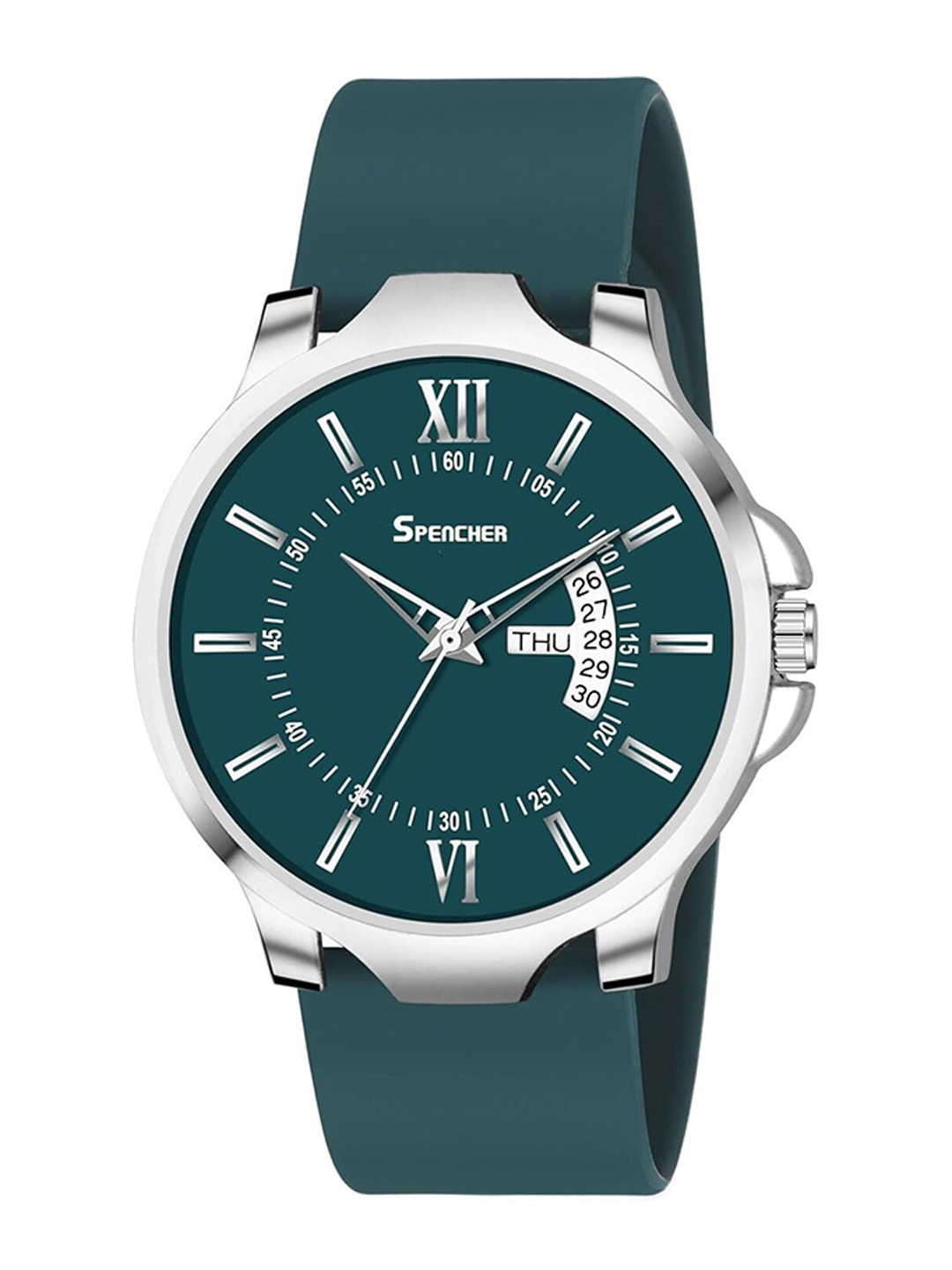 SPENCHER Men Round Reset Time Analogue Watch Spencher Dope2 Silicone Teal Green DD