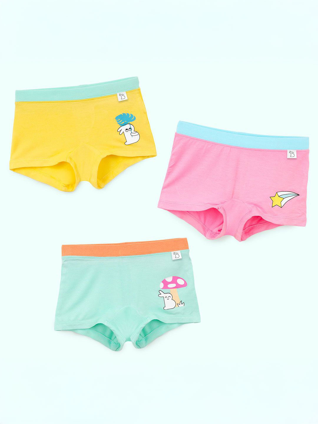 SuperBottoms Girls 3-Pcs Antimicrobial Boy Shorts Briefs UND-G-BS-NL-NM-UP-4-6Y-3P