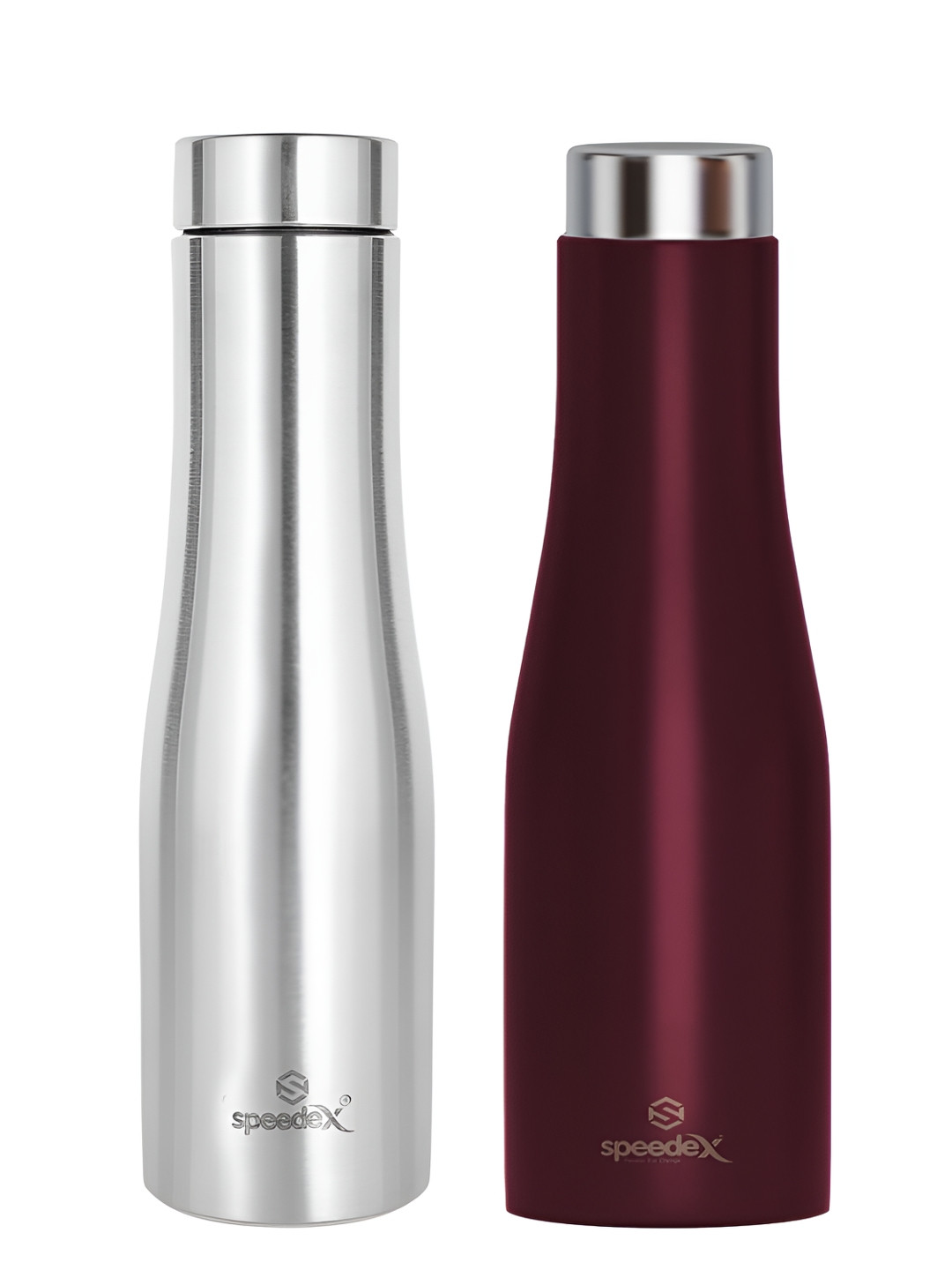 Speedex Silver & Maroon 2 Pieces Stainless Steel Water Bottle - 1000 ml Each
