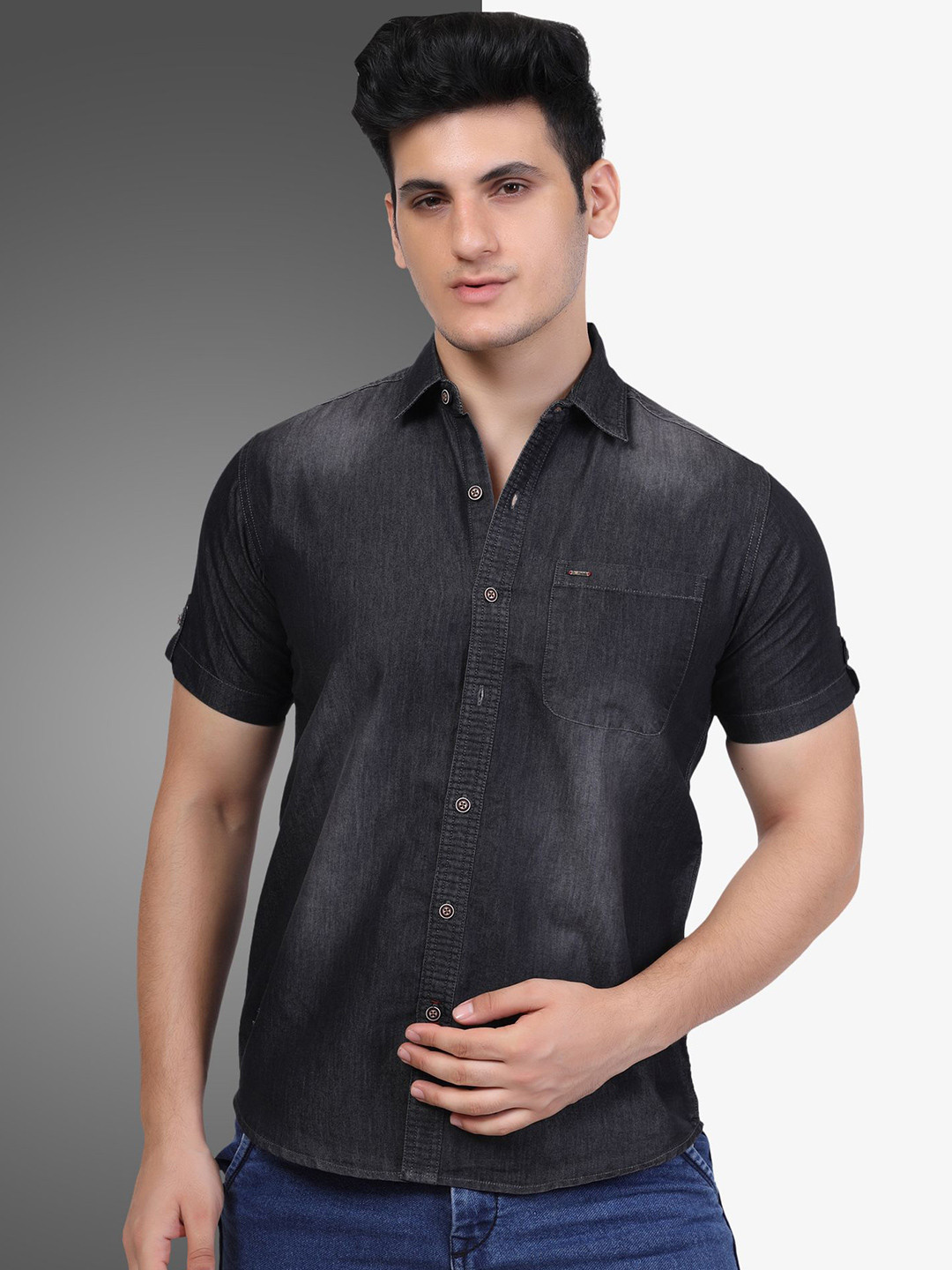D Finish Smart Short Sleeves Denim Shirt