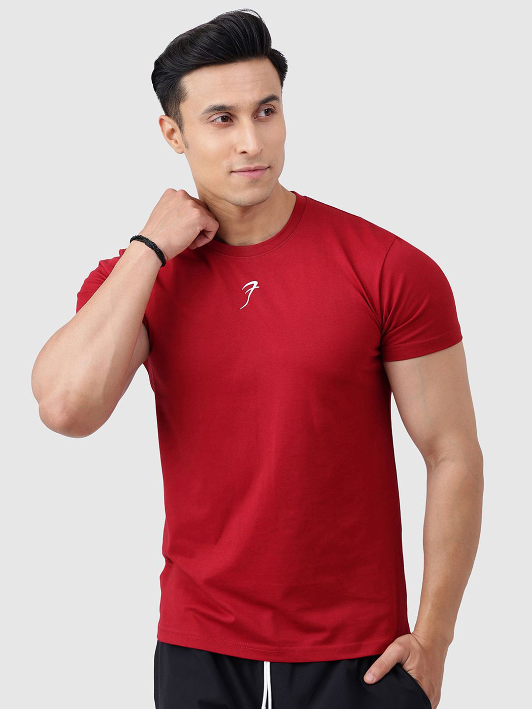 FUAARK Typography Printed Sweat-Wicking Anti Odour Slim Fit T-Shirt