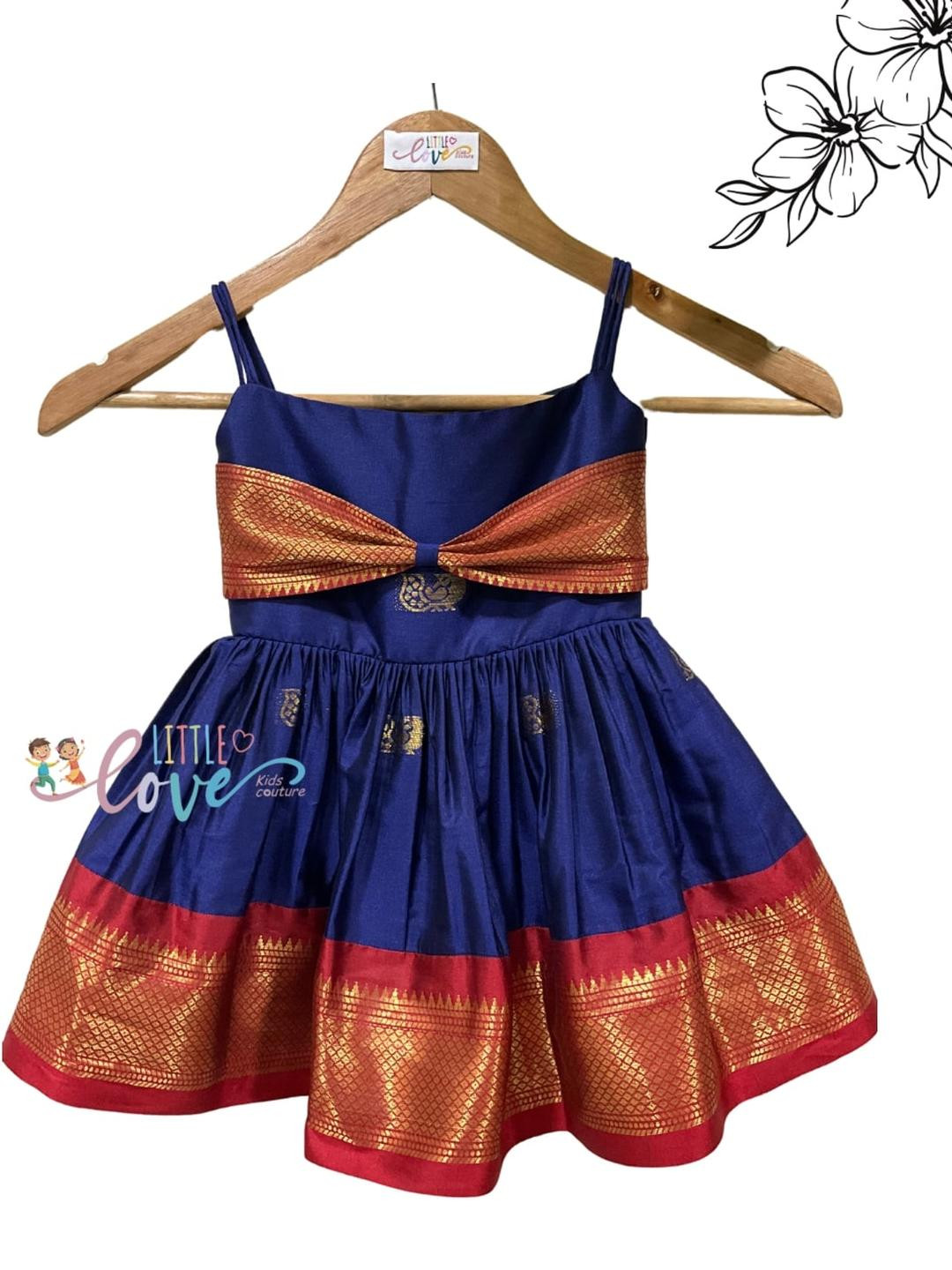 Little Love Kids Couture Blue Silk Dresses