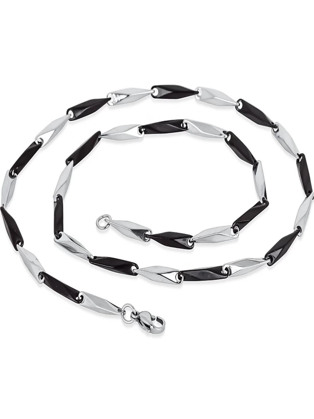Vaiseema Stainless Steel Minimal Black And White Chain