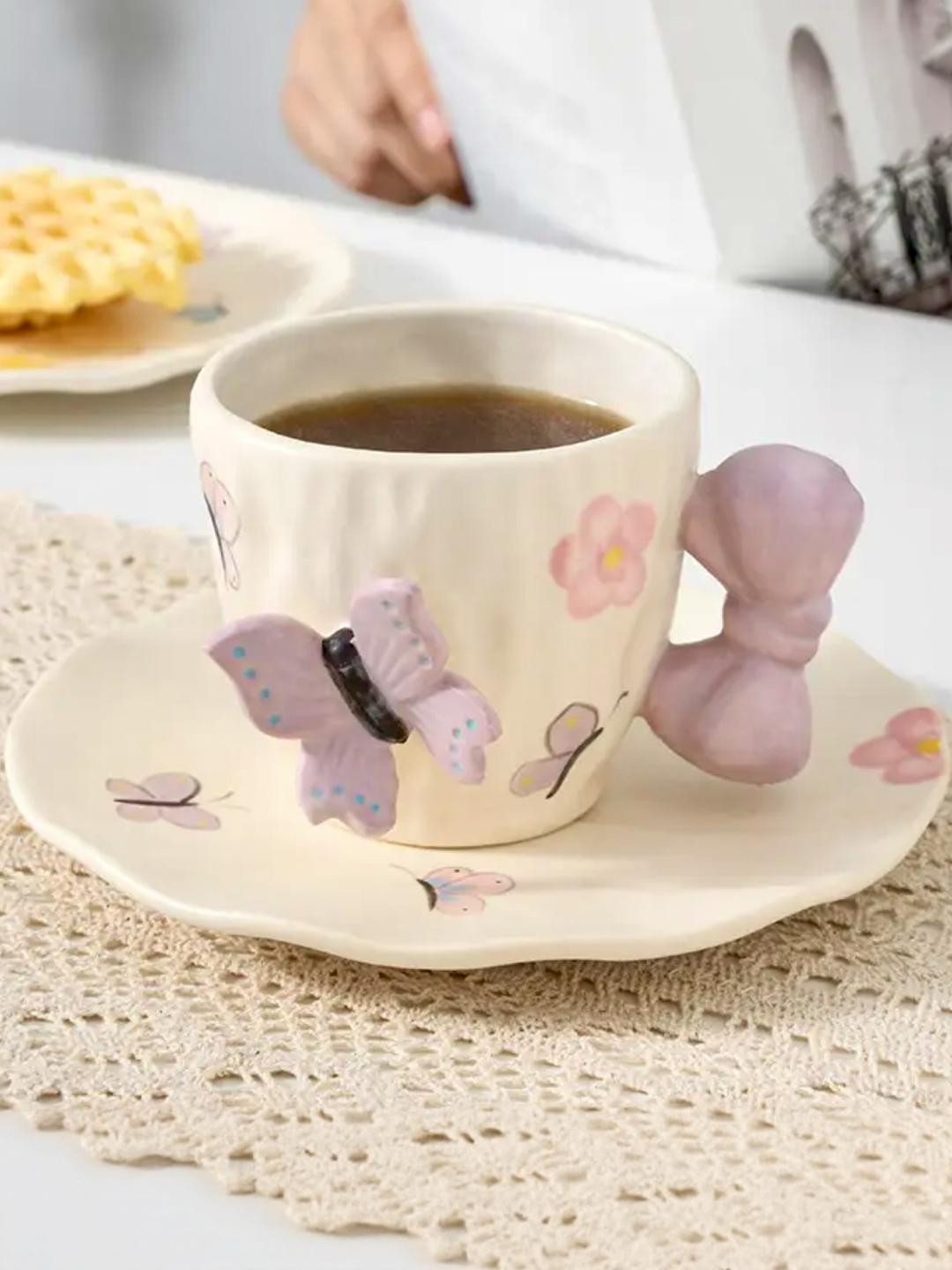 peppy little things Purple Butterfly Ceramic Cup & Saucer Set