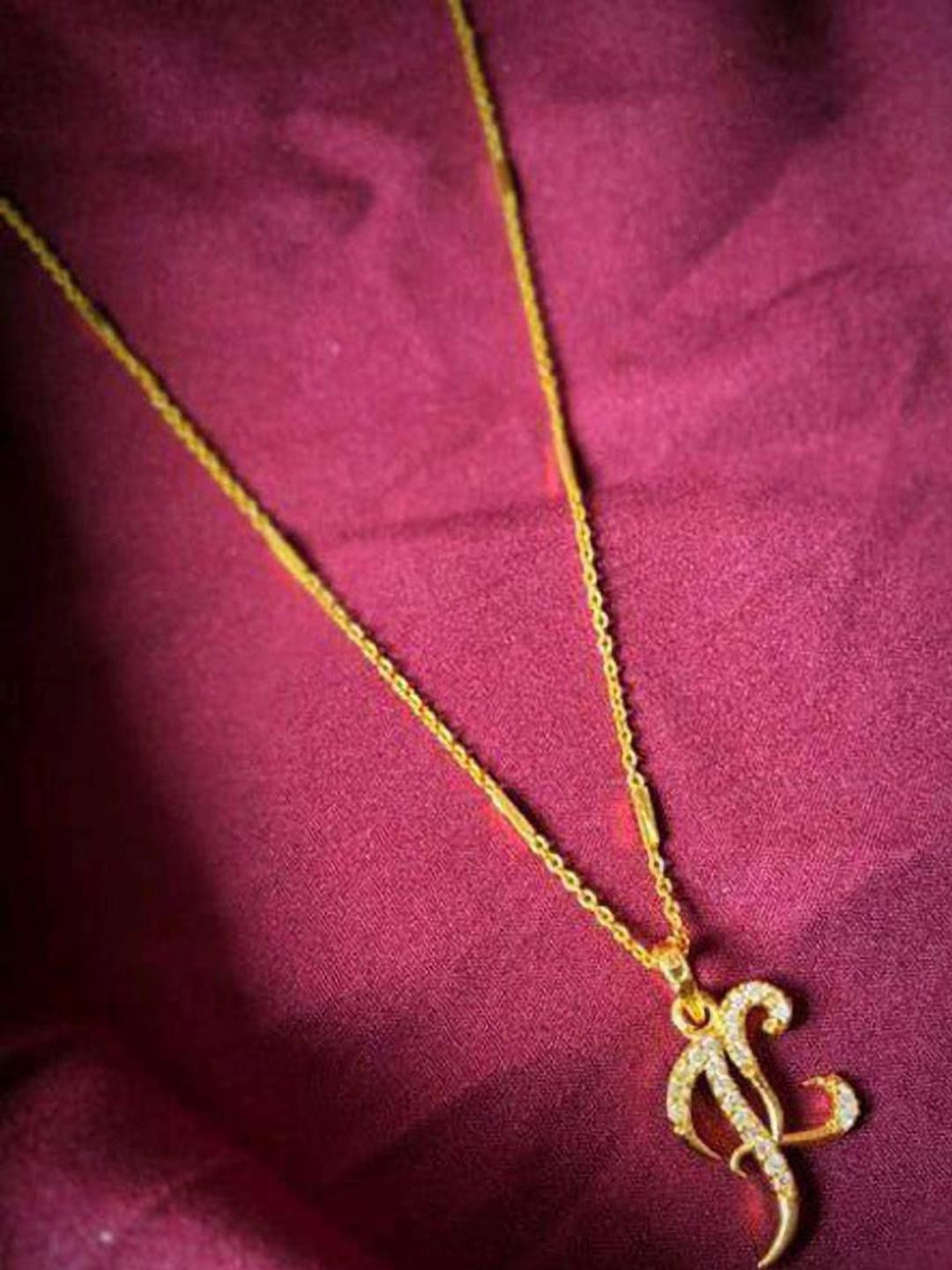 CLONEO Gold-Plated Alloy Pendants with Chains Has letter k