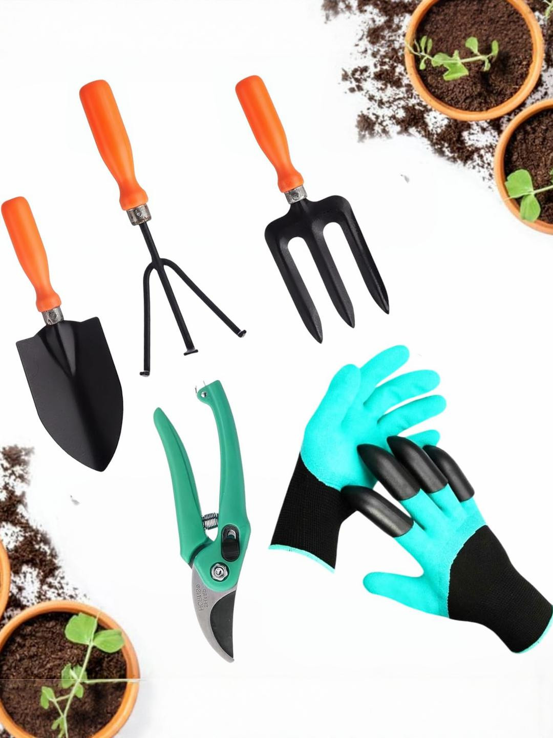Go Hooked Pack Of 5 Gardening Tools Kit