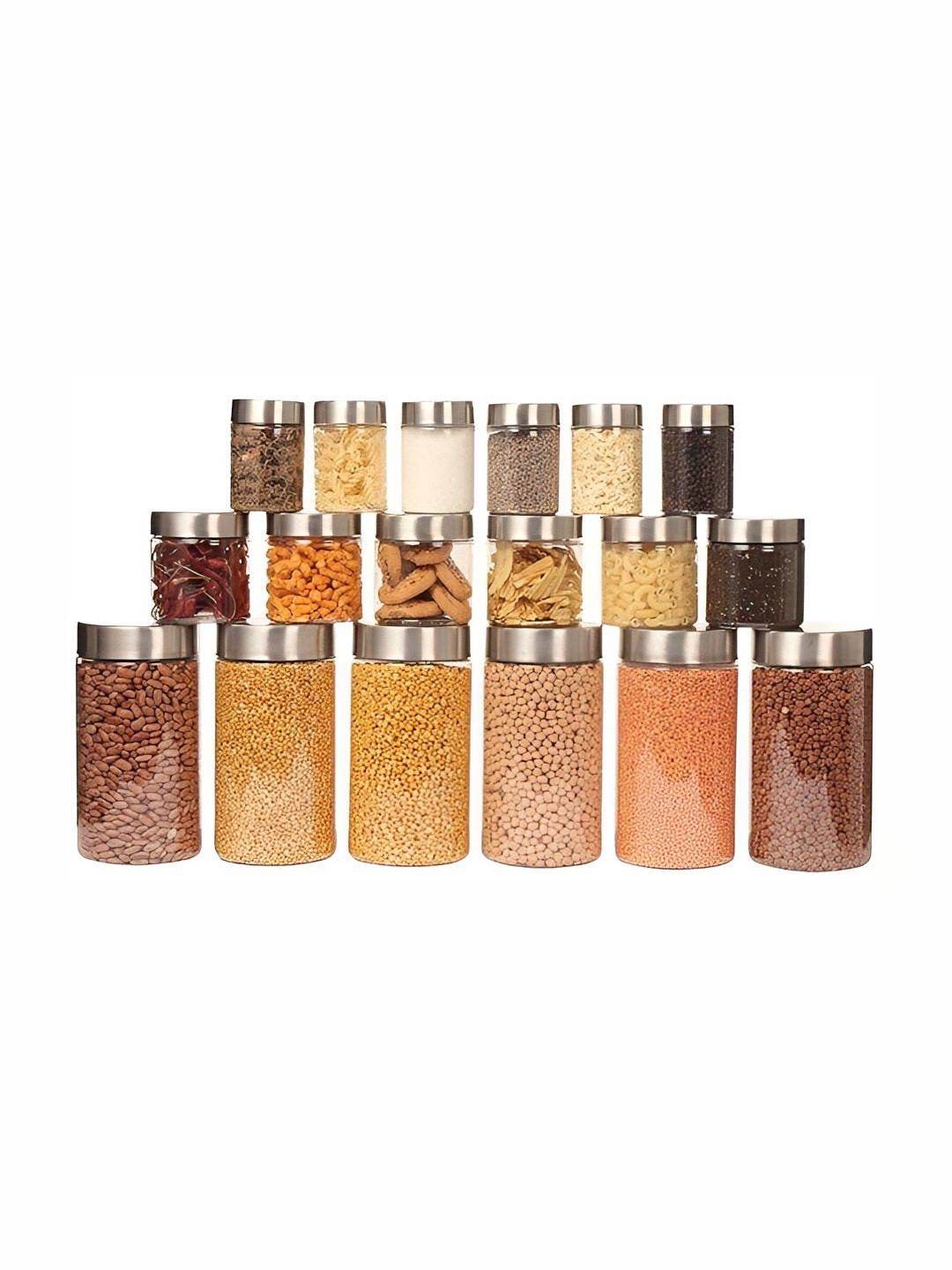 Pearlpet Transparent & Silver Toned 18 Pieces Easy to Clean Containers