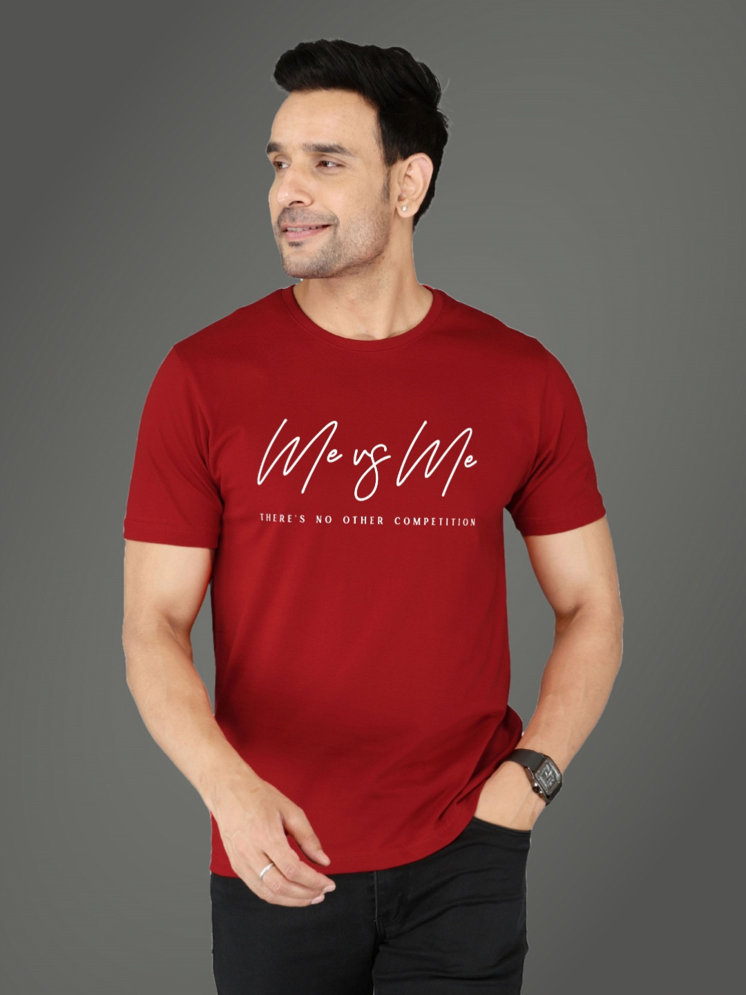 NOBLE HUSTLE Typography Printed Round Neck Pure Cotton T-shirt