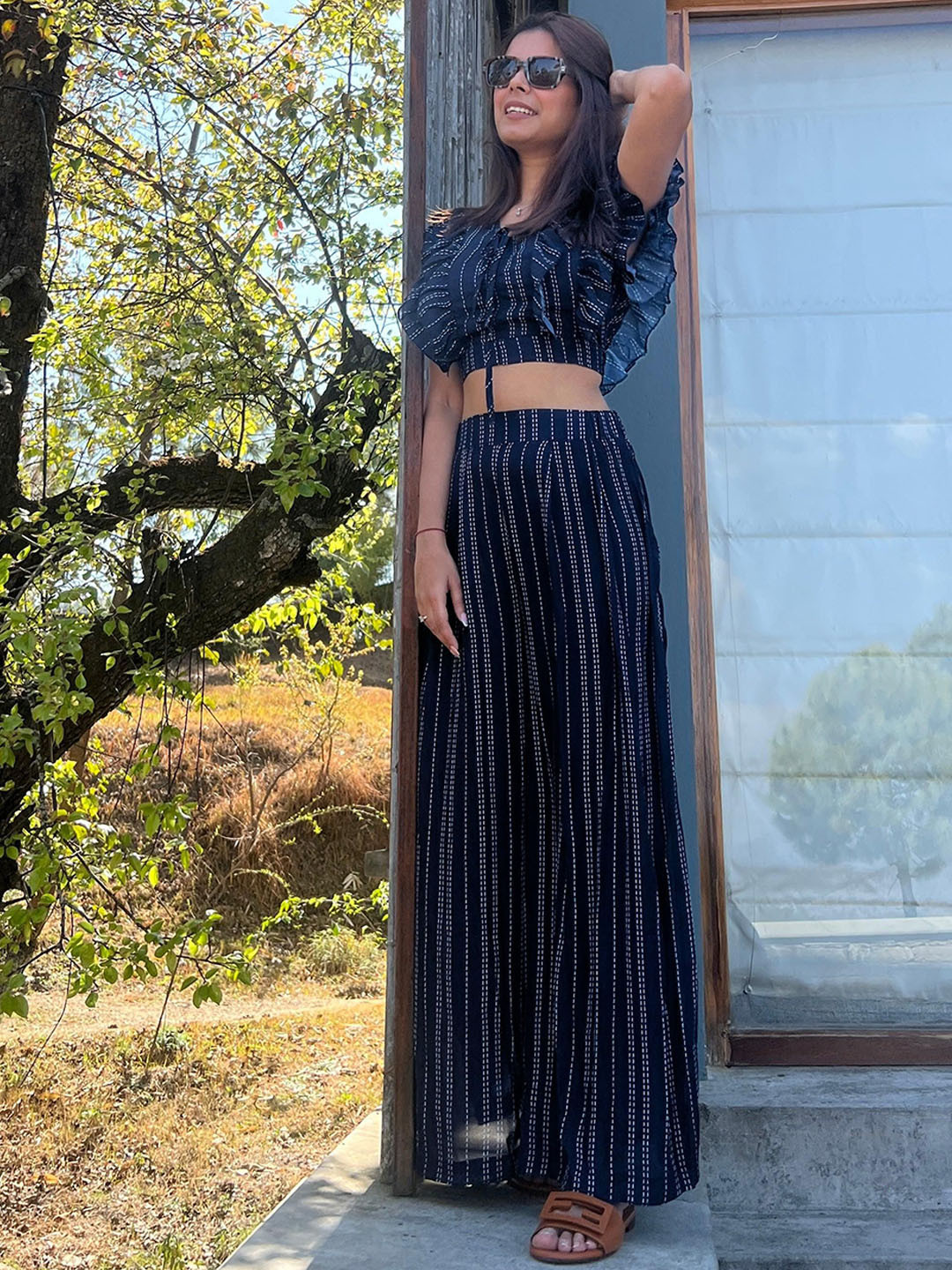Miss Mosa By Akanksha  Navy Blue Dawson Breezy Coord Set