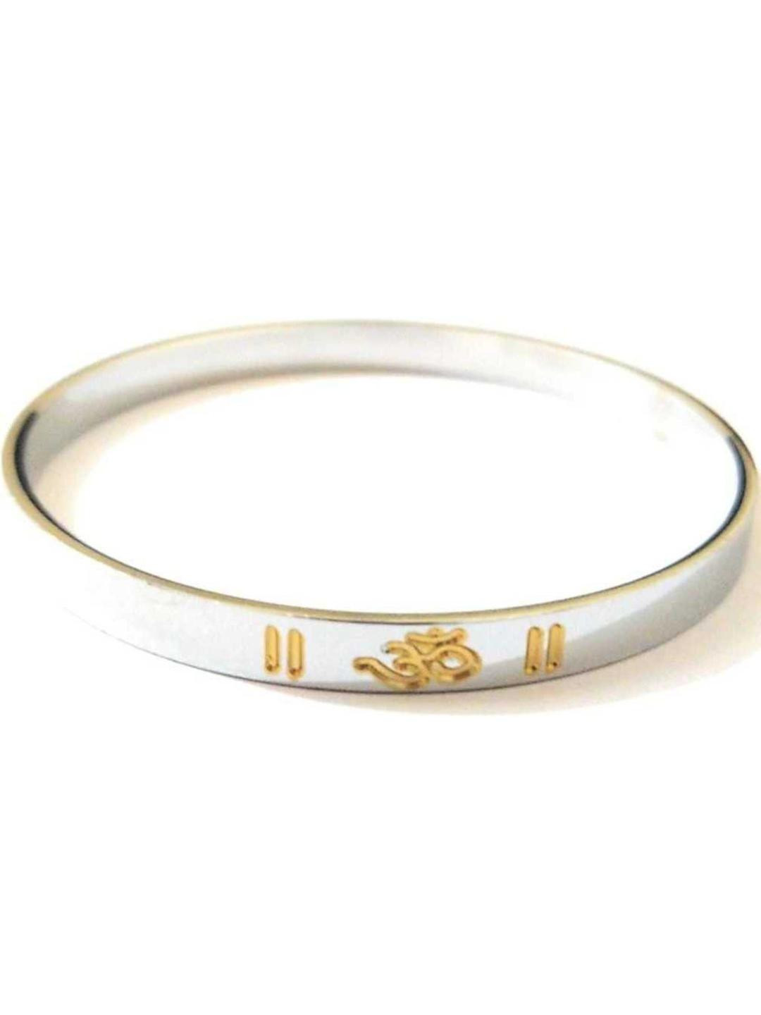Vaiseema Unisex Silver-Plated Stainless Steel Bangle-Style Bracelet with Slip-On Closure