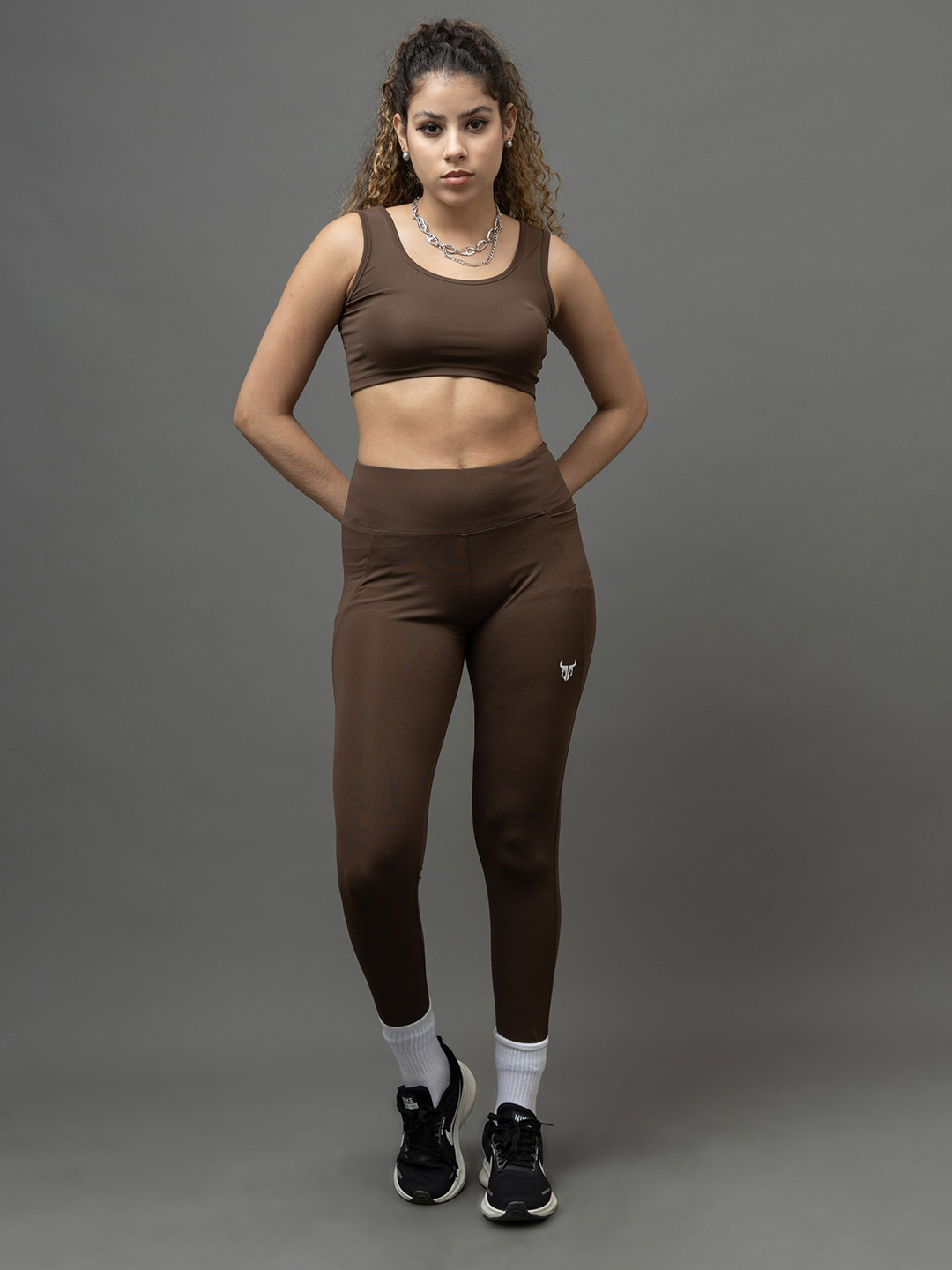 GO DEVIL Round Neck Bra With Tights Co-Ords