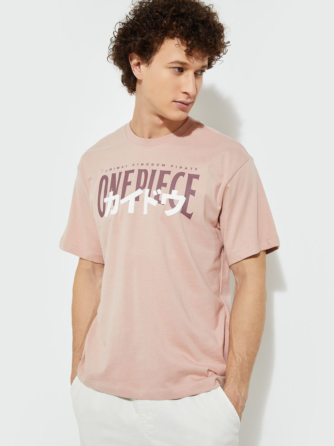 max Men One piece Graphic Printed V-Neck Pure Cotton T-shirt