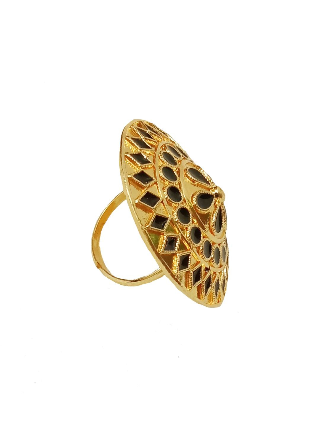 Balaji Gold Women Black Ring