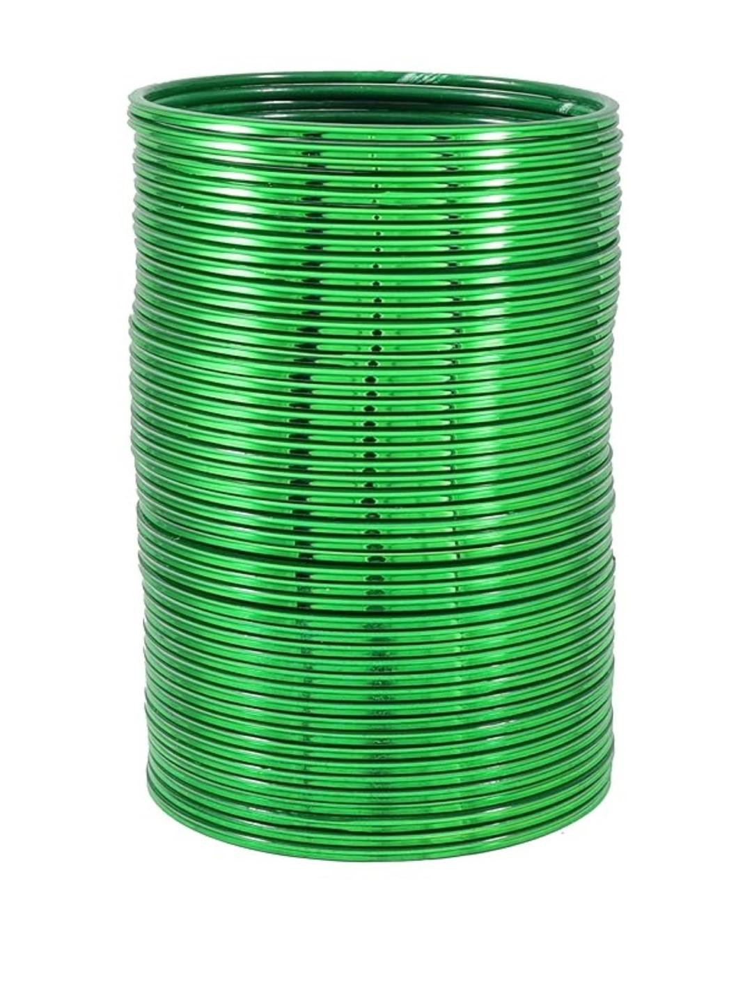 Guddan Set of 48 Green Glossy Metal Bangles