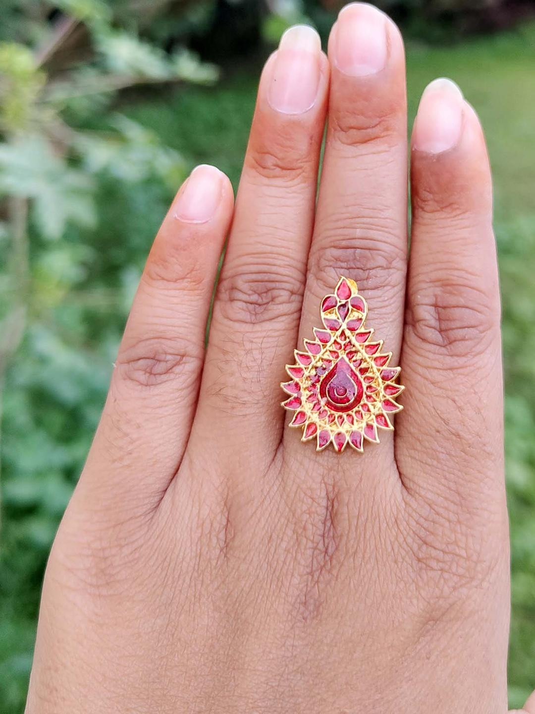Balaji Gold Women Red Ring