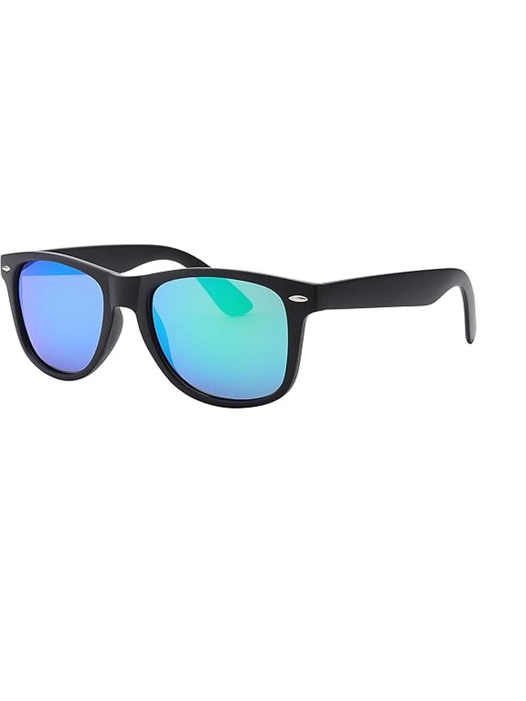 Arzonai Blue Lens & Black Rectangle Sunglasses with with UV Protected Lens