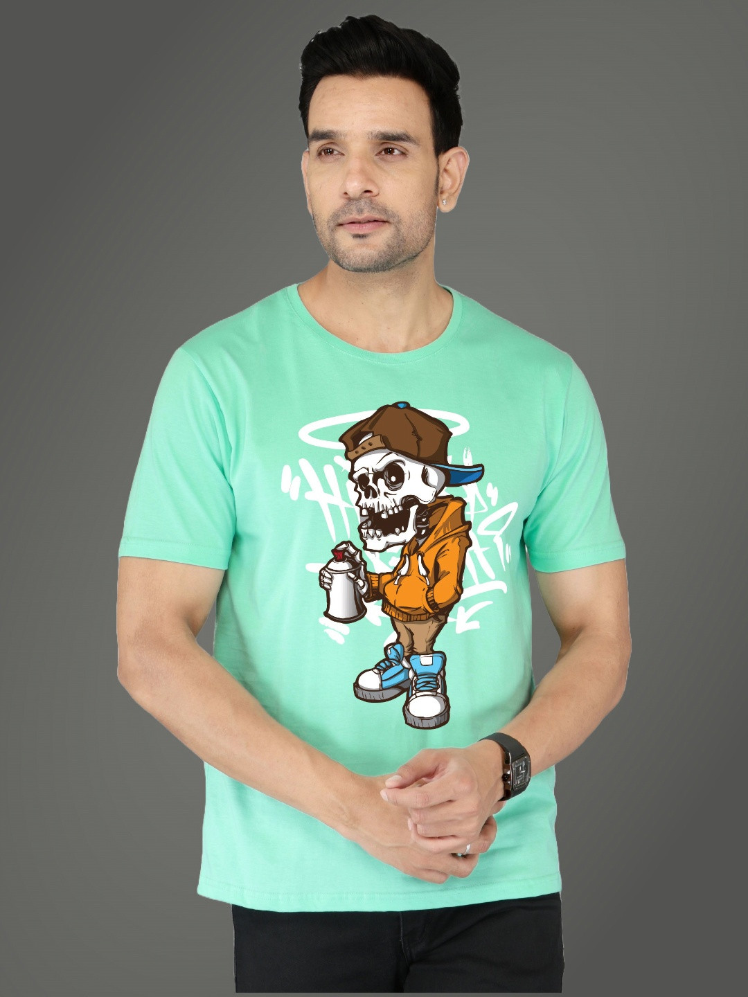 NOBLE HUSTLE Graphic Printed Round Neck Pure Cotton T-shirt