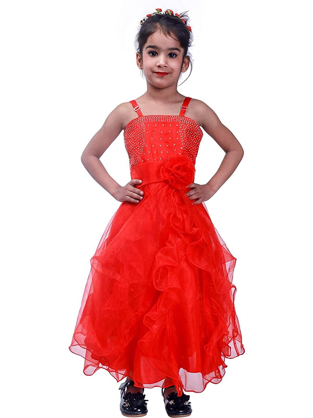 Shahina Fashion Girls Embellished Ruffled Gown