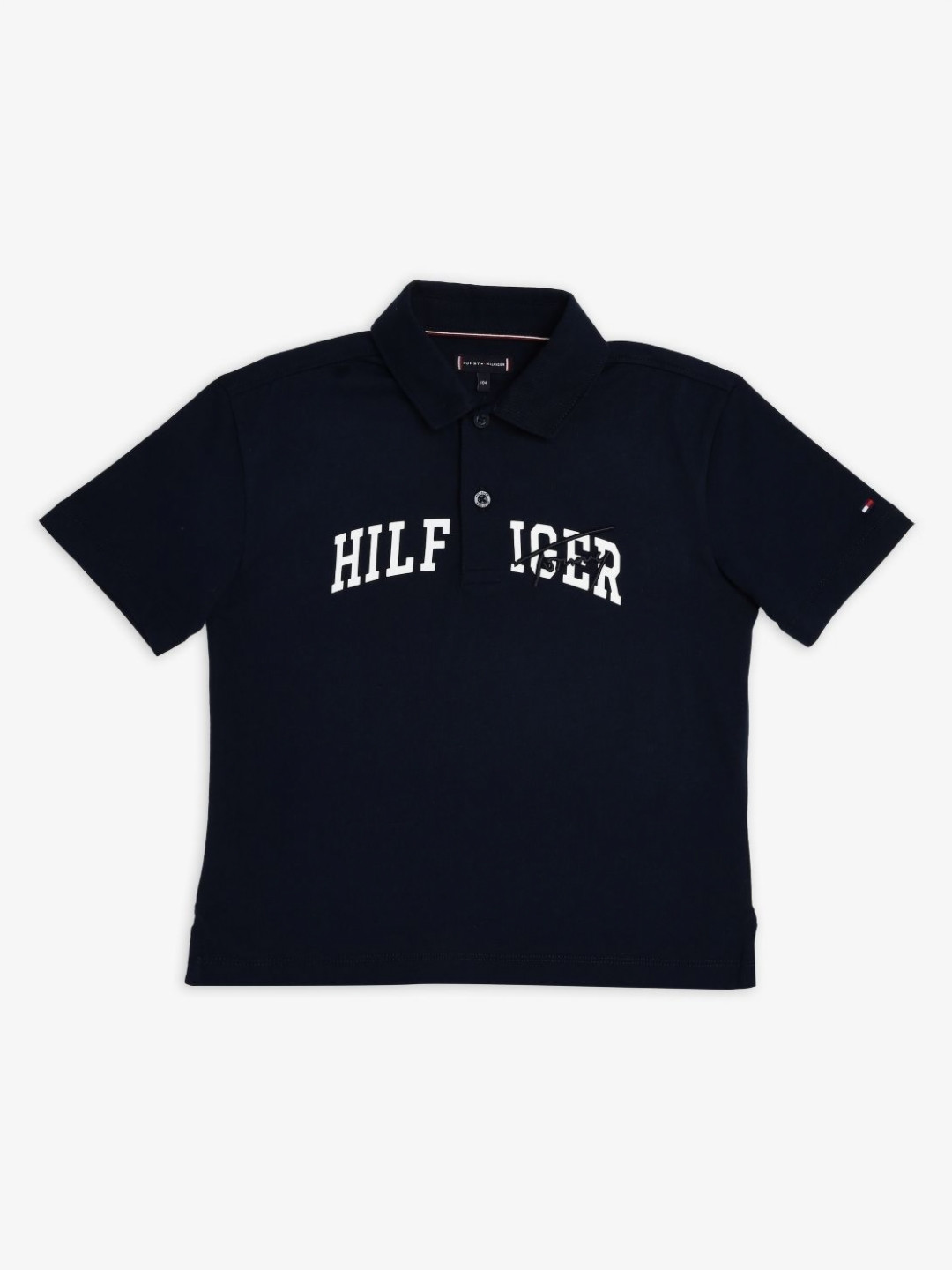 Tommy Hilfiger Boys Brand Logo Printed Polo Collar Knits Cotton Relaxed Fit T-shirt
