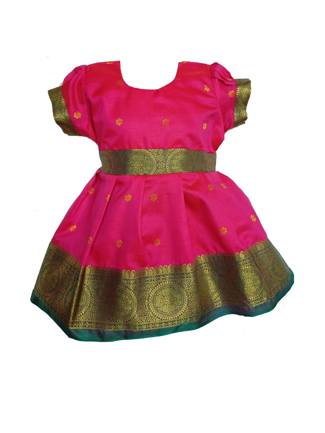 Mom and Me Girls Ethnic Motifs Print Puff Sleeve Fit & Flare Dress