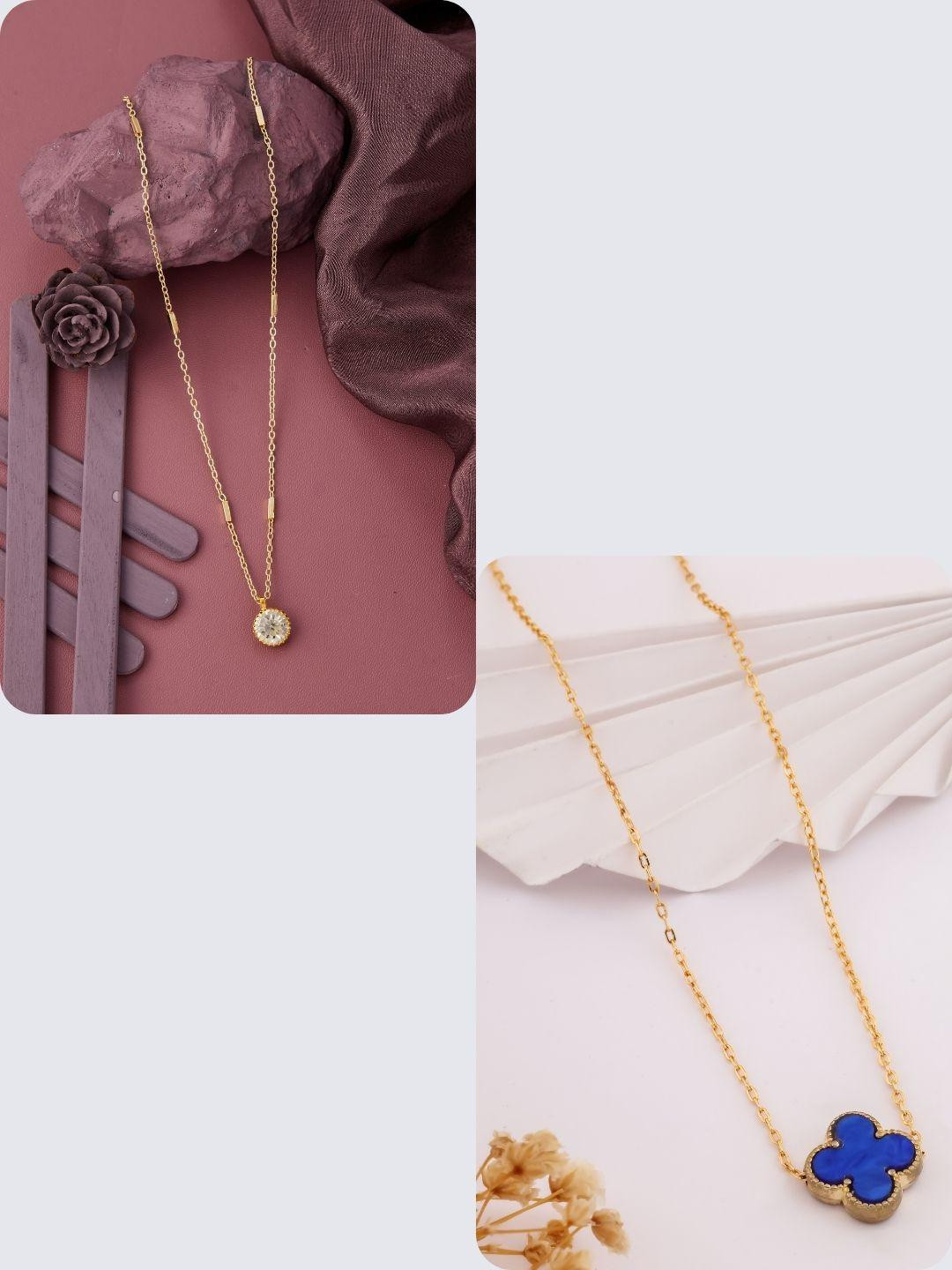 DressBerry Women Set Of 2 Red & Black Gold-Plated Chains