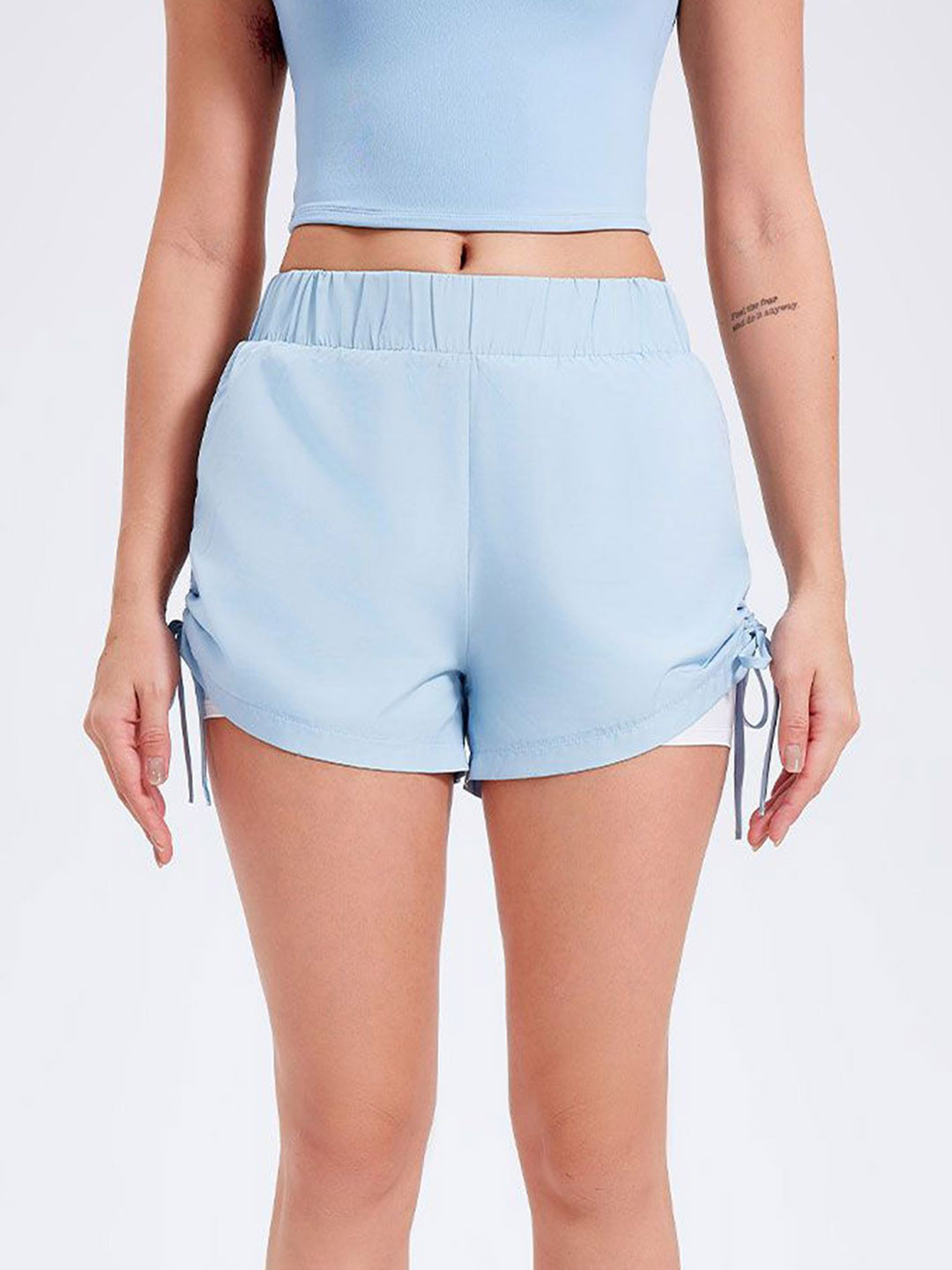 LULU & SKY Women High-Rise Side-drawstring Detail Sports Shorts