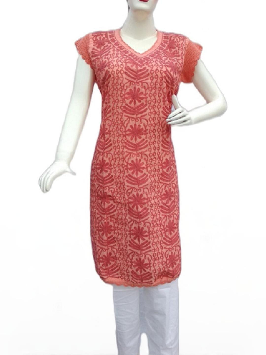 KURTIVERSE Women Pink With Foral Design Kurta