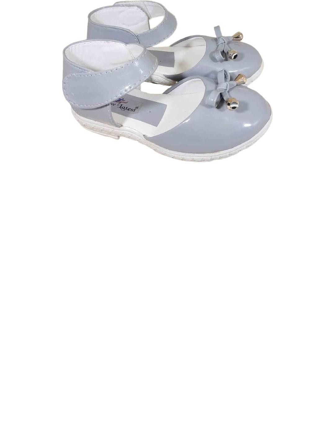 NEW LATEST Girls Grey Shoe Type Leather Sandals With Bow Detailing