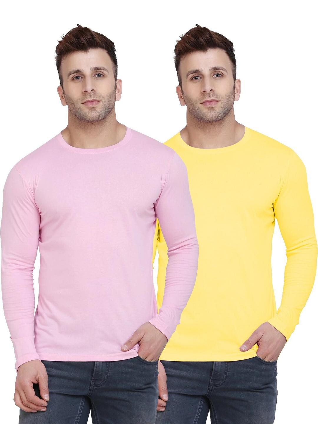 Kroptee Men Pack of 2 Cotton Full Sleeve T-shirt