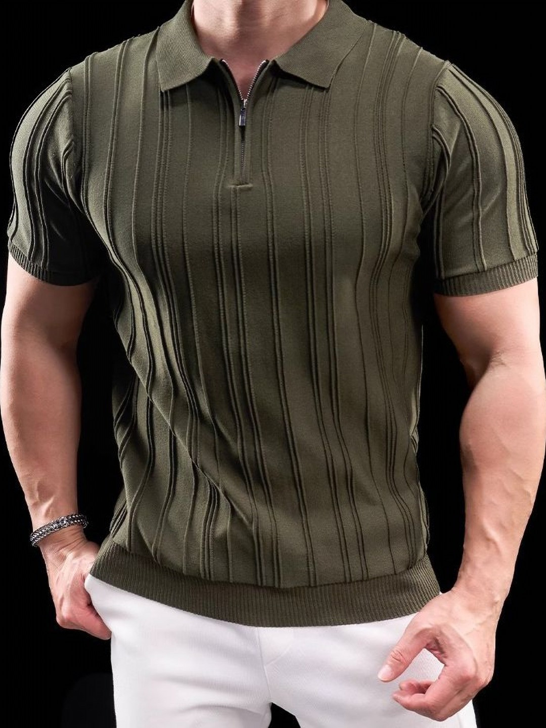 StyleCast x Revolte Muscle Fit Polo Collar T-shirt