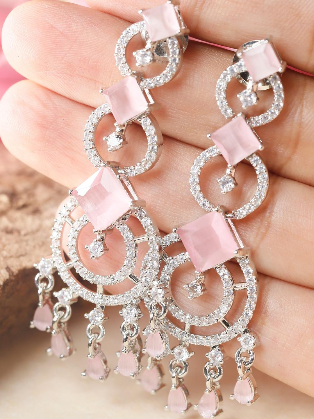 Manuvi Jewels Women Pink Earrings