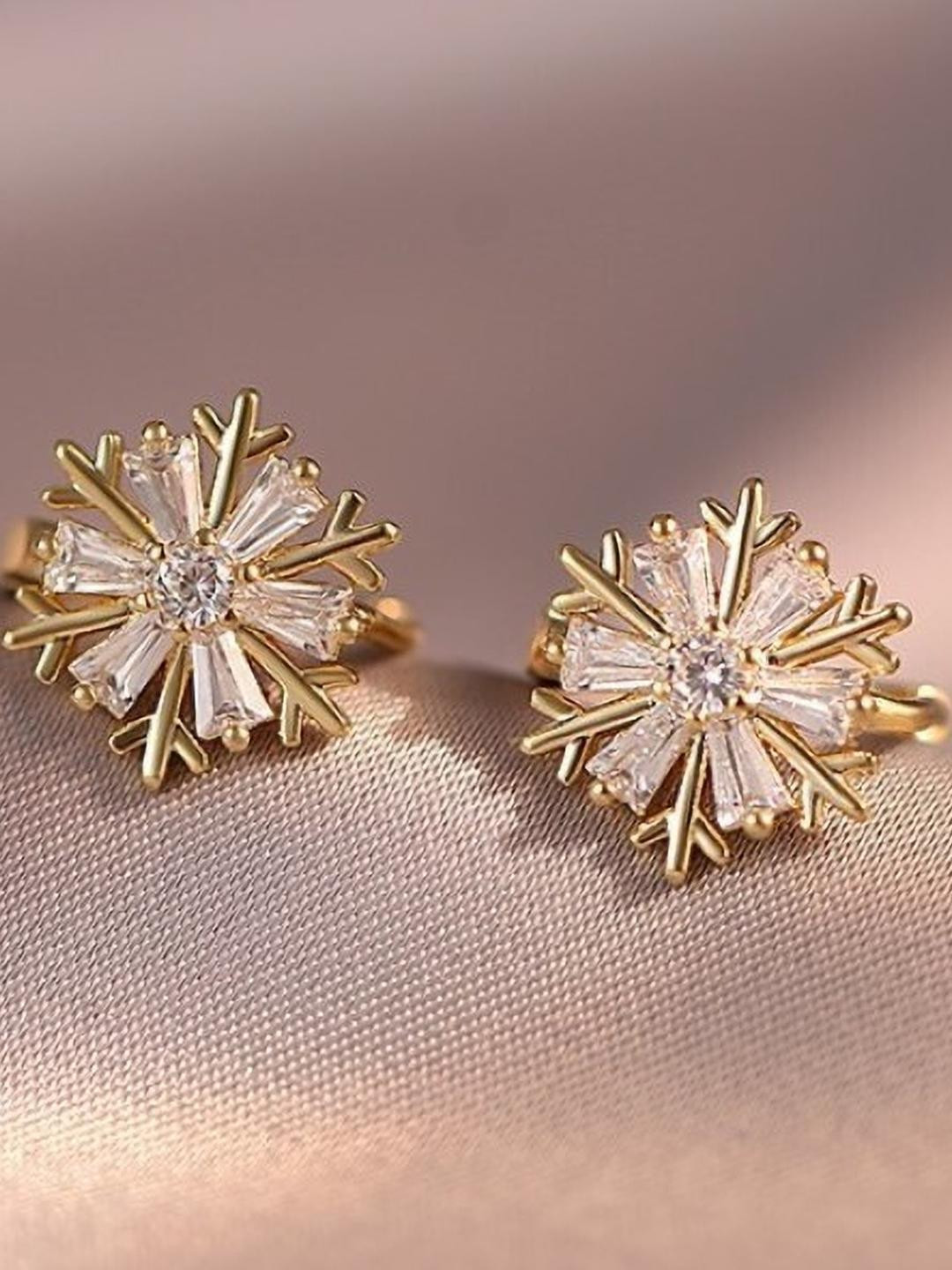 AKISON JEWELS Gold-Plated Floral Crystals Studs