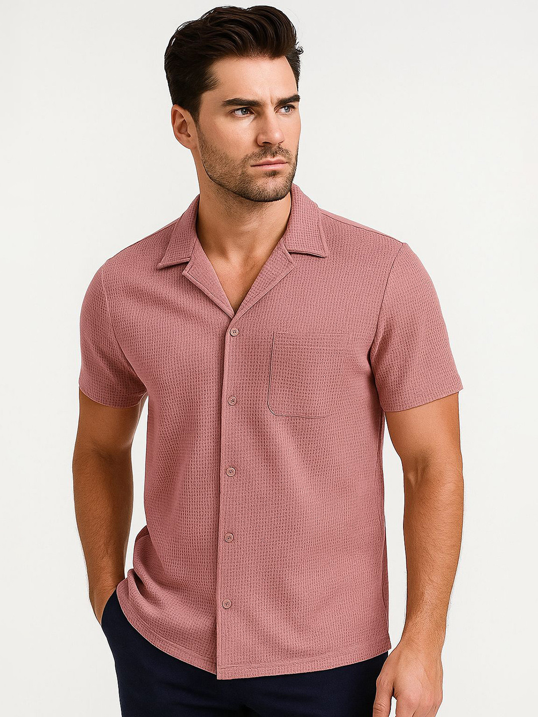 Colorchakra Comfort Textured Short Sleeves Shirt