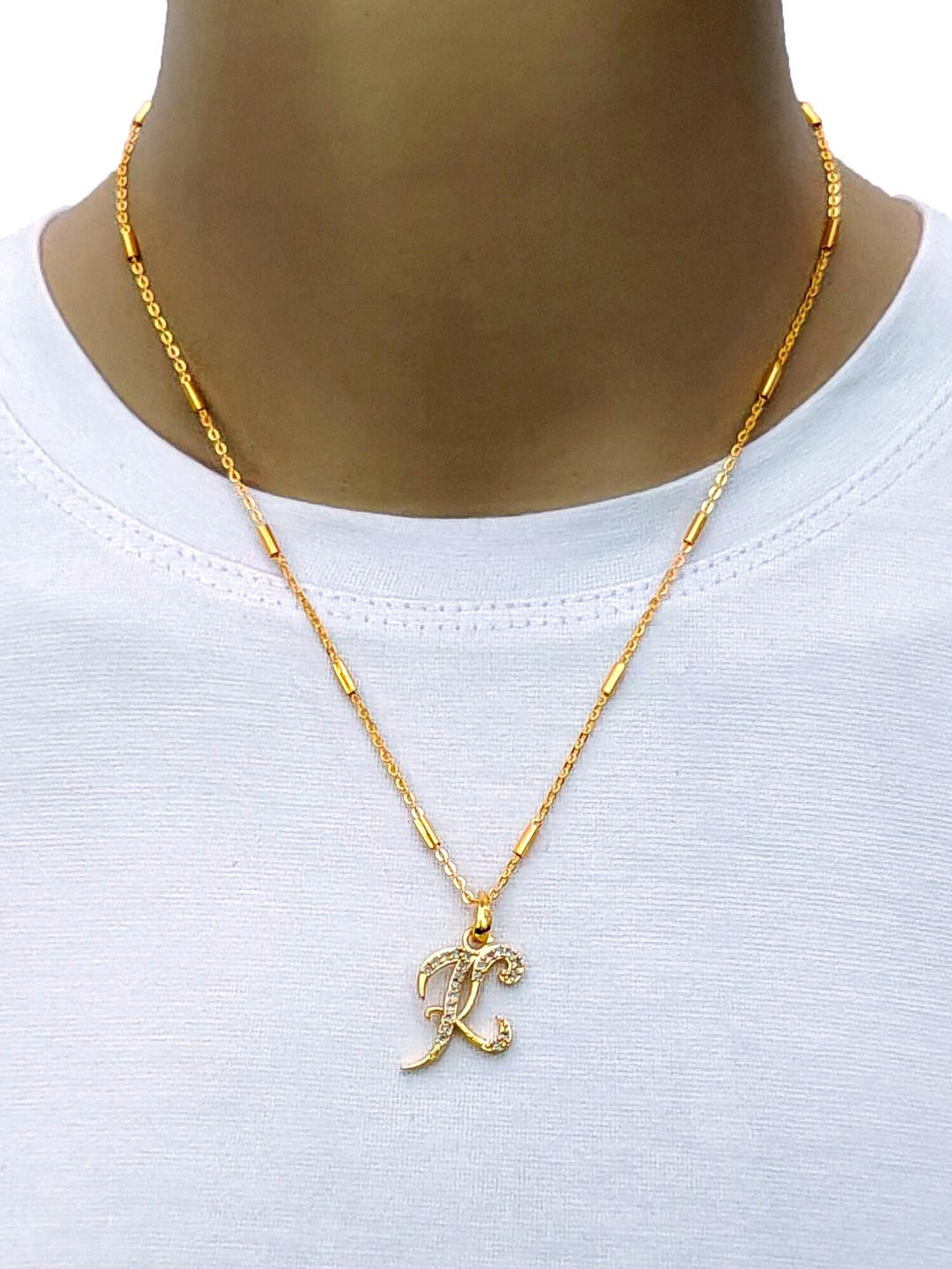 CLONEO Gold-Plated K Alphabet Artificial Stone Pendants