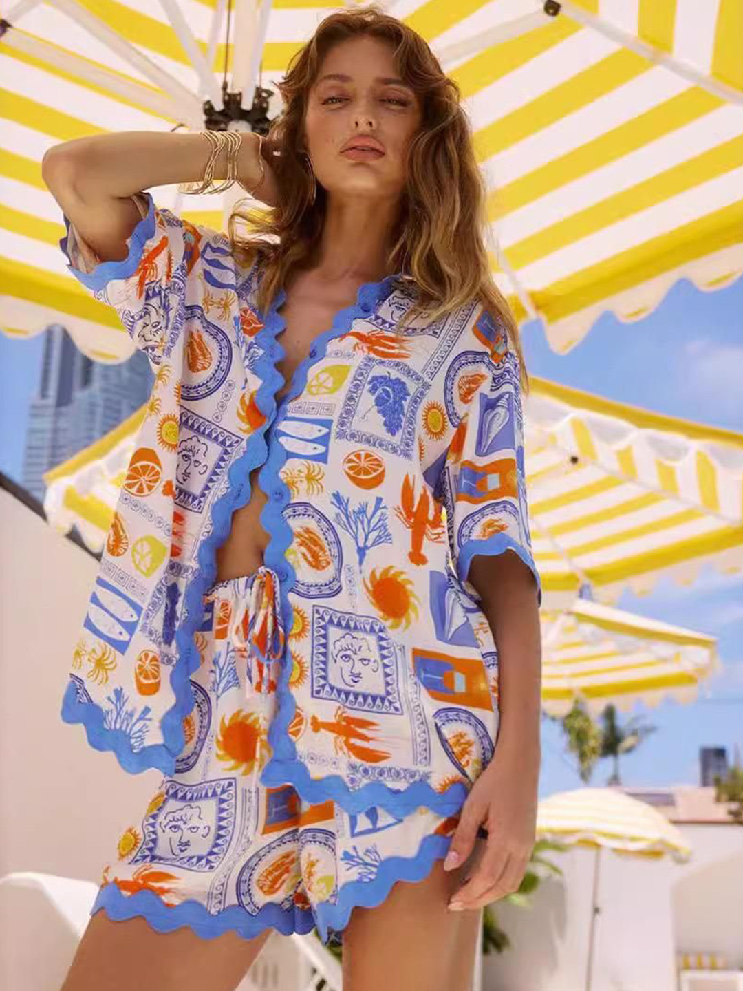 Miss Mosa By Akanksha  Beige Erick Summer Printed Coord Set