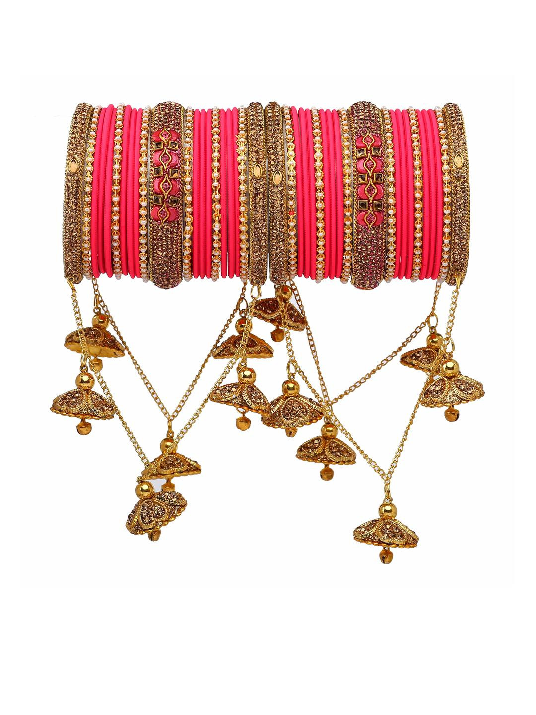 GLIKA Set of 42 Velvet Bridal Glossy Finish Latkan Bangle