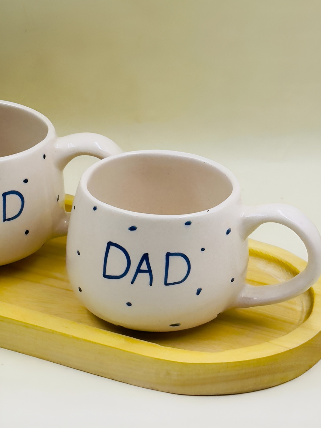 Lupaava White & Blue and Hand Painted Printed Ceramic Glossy of Cups and Mugs