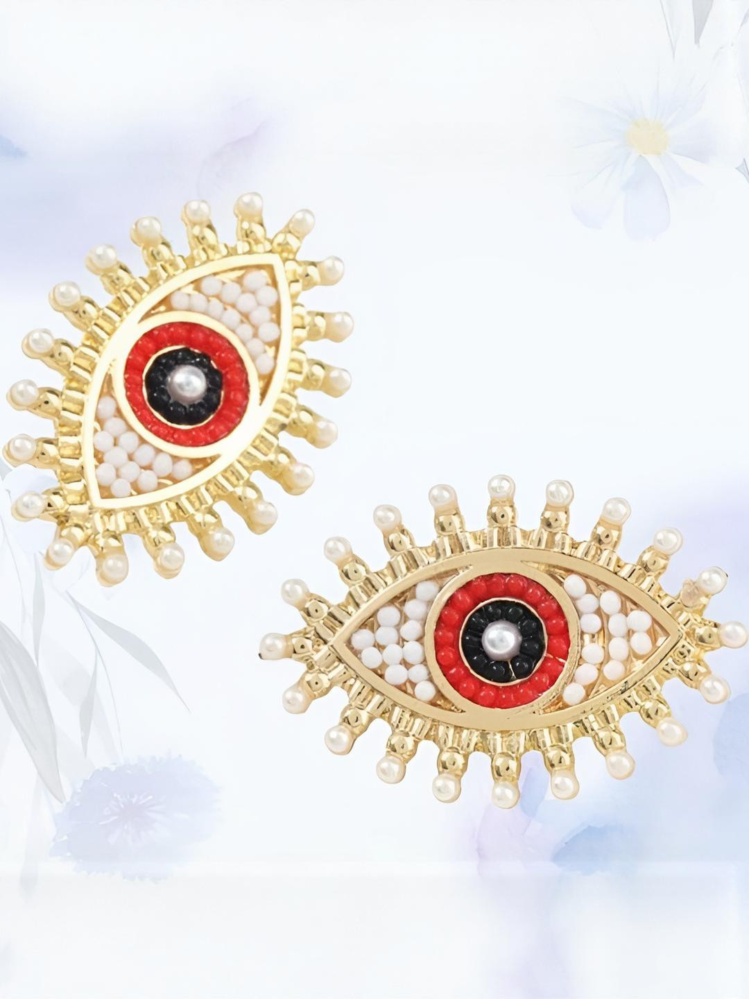 AKISON JEWELS Gold PlatedPearl Eye Studs Earrings