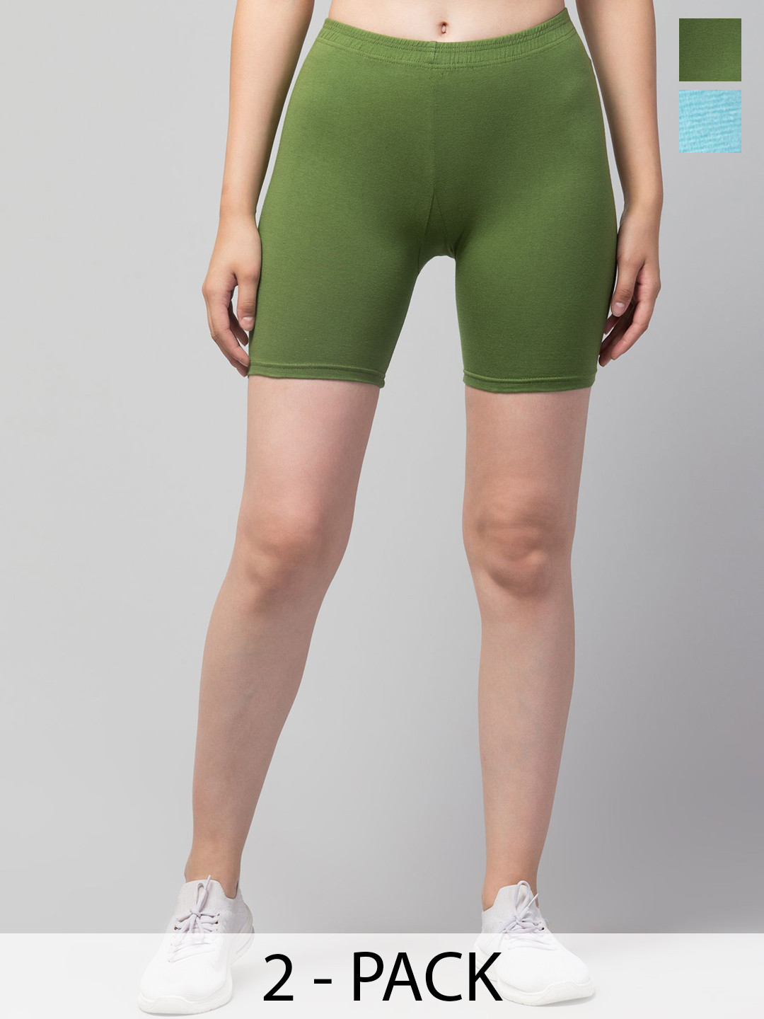 CKARFE Women Pack of 2 Skinny Fit Cycling Sports Shorts