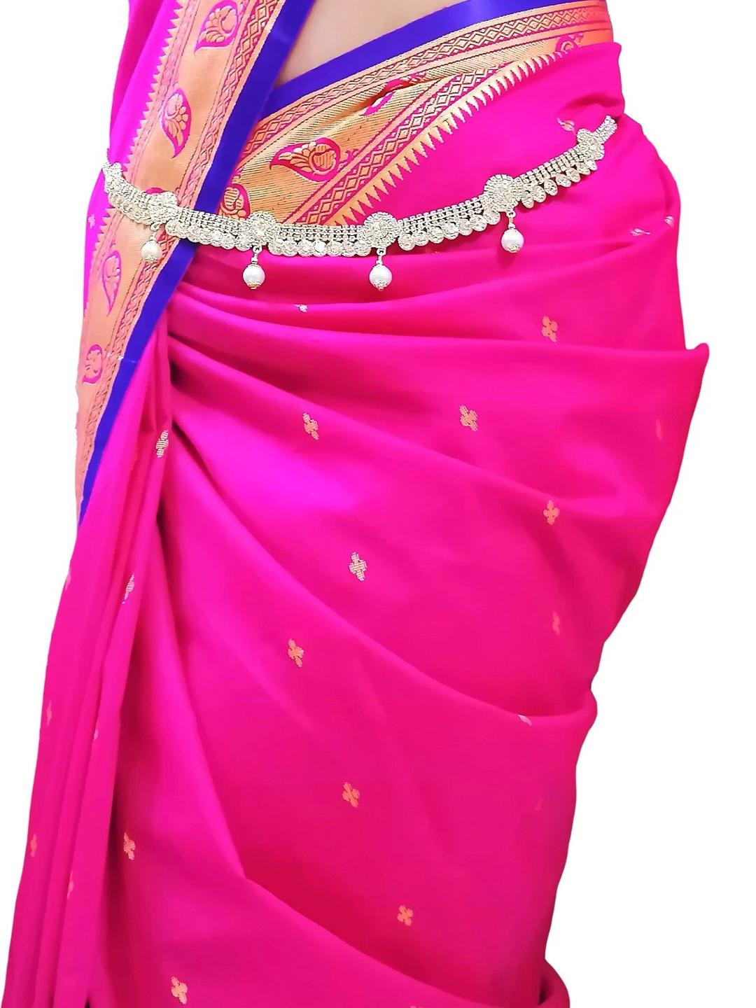 WomenSky Women Stones & Beads Studded Waist Chain Saree Accessory