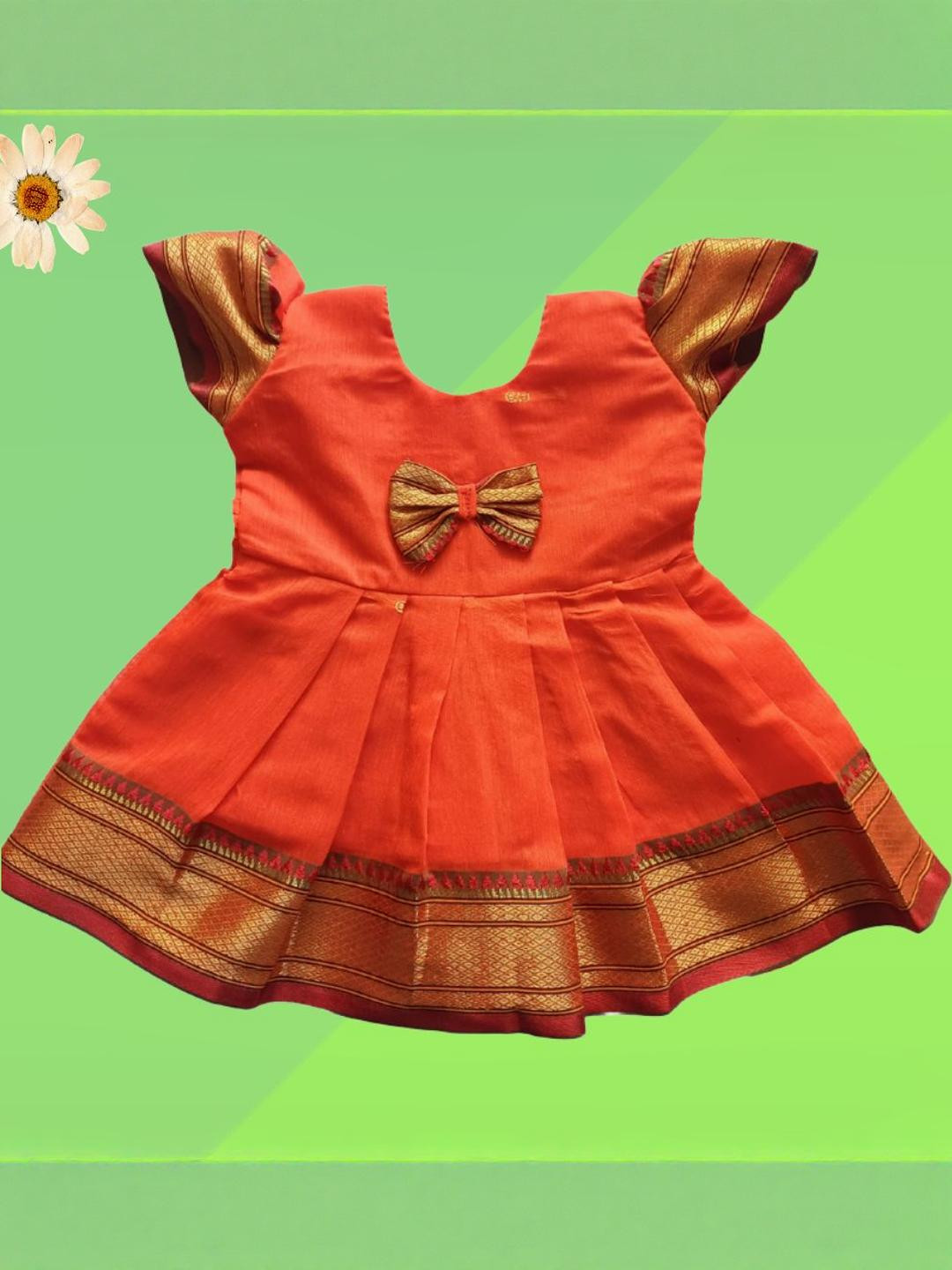 Mom and Me Orange Cotton Dresses