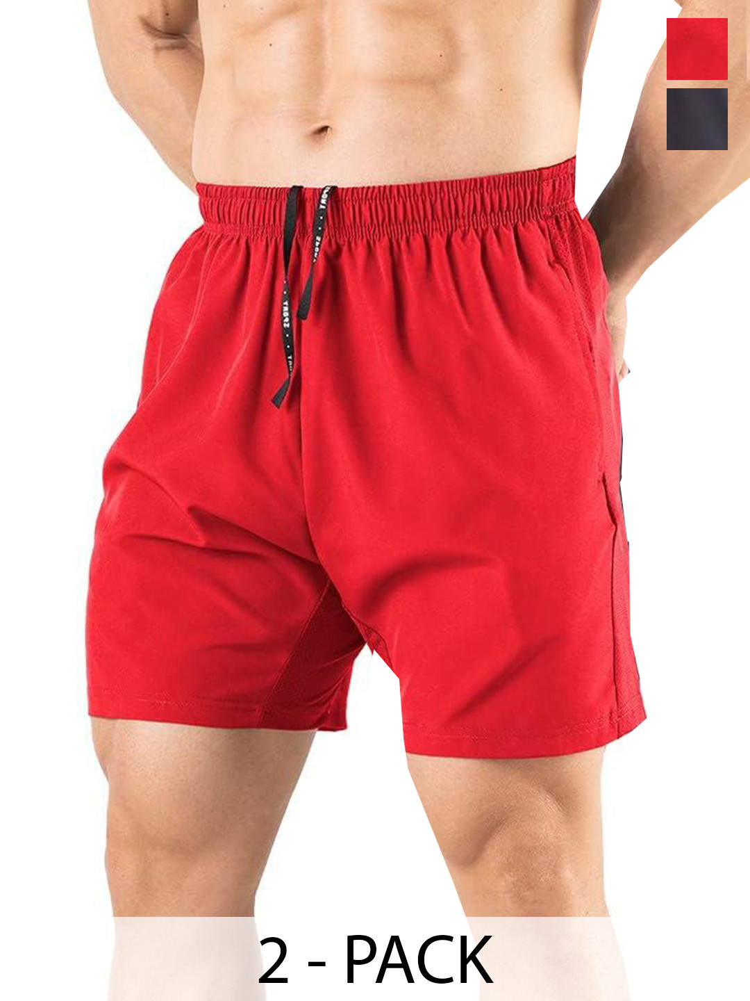U360 Pack Of 2 Mid-Rise Boxer Shorts U360_Shorts_Combo_A_Red&Black_S