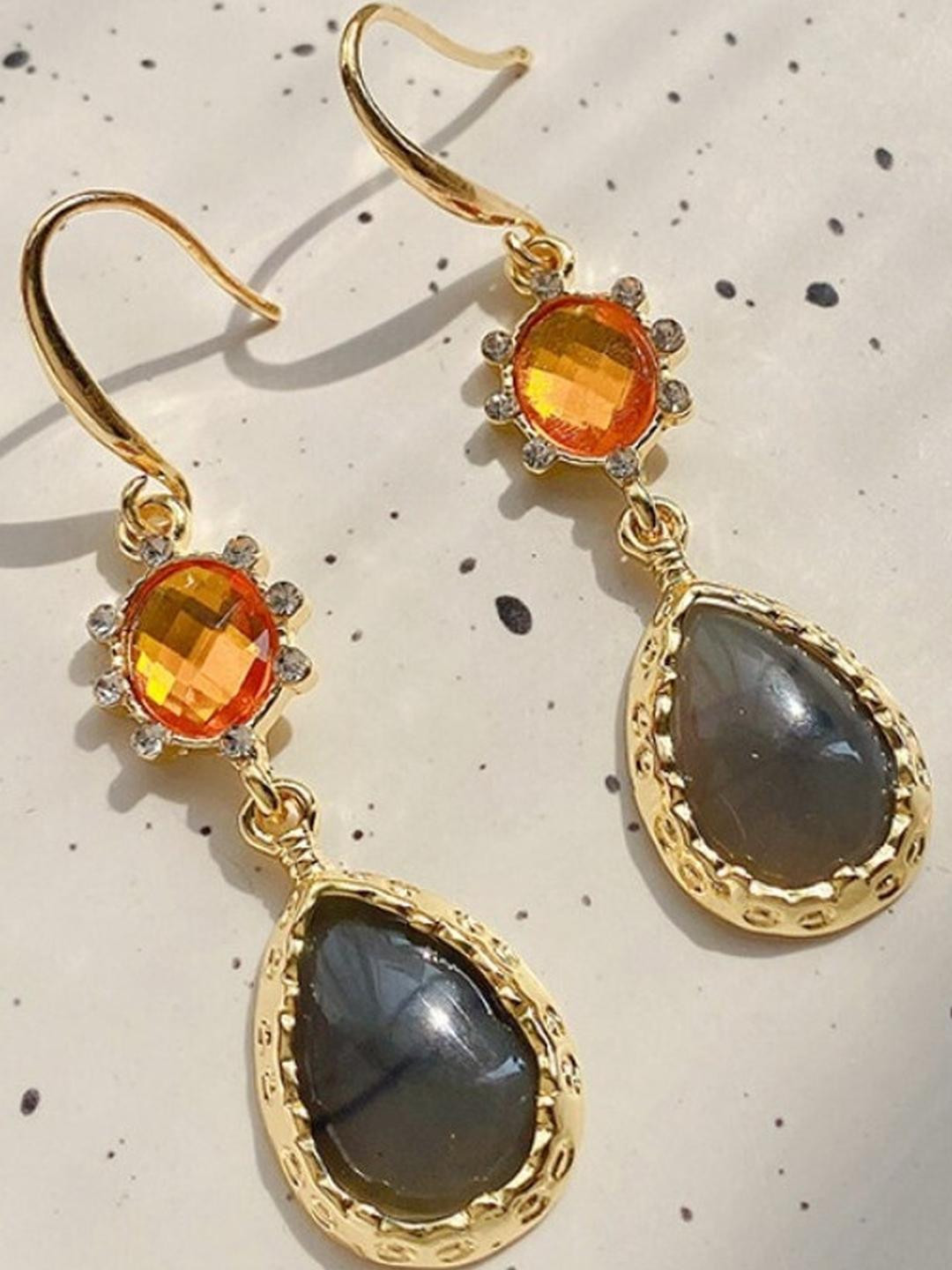 AKISON JEWELS  Alloy Oval shape  Drop Earrings