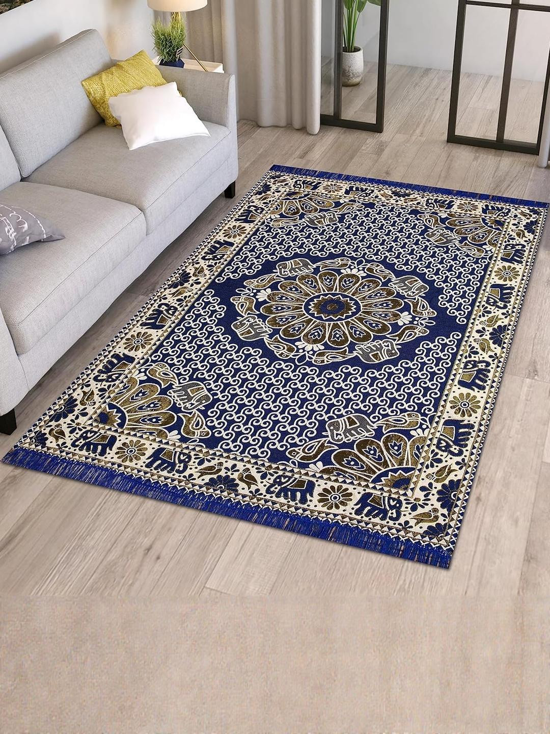 Furnishing Hut Blue Hathi Printed Carpet
