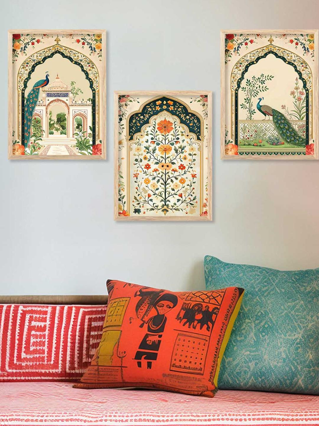 WALLLANE 3 Piece Framed Birds and Animals Theme Home Decor Wall Art