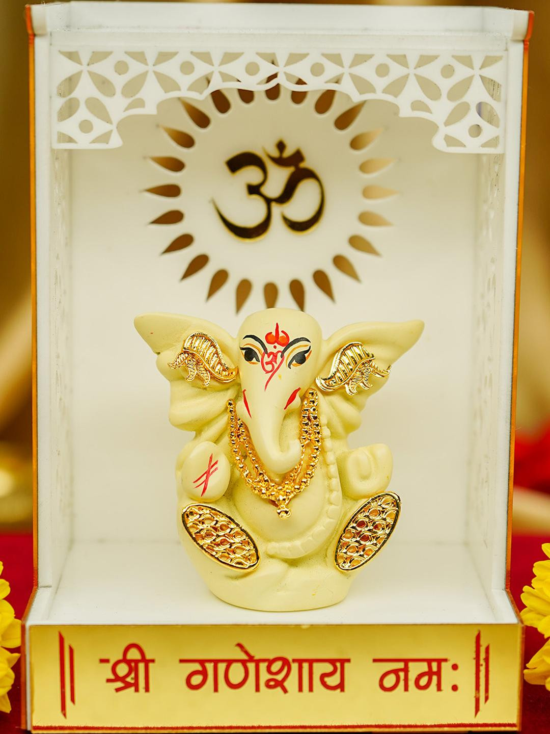 Ekhasa White Free Standing Ganesha Idol With Mandir
