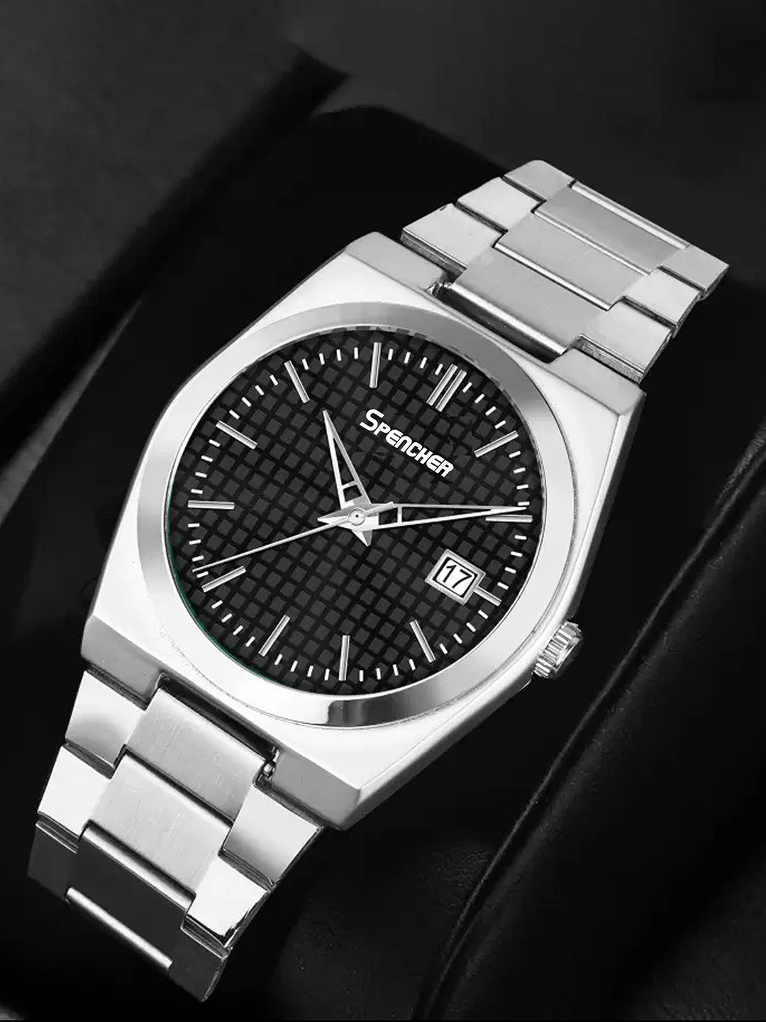 SPENCHER Men Analogue Multi Function Watch SW Sapphire Black Dial Date Chain Watch-